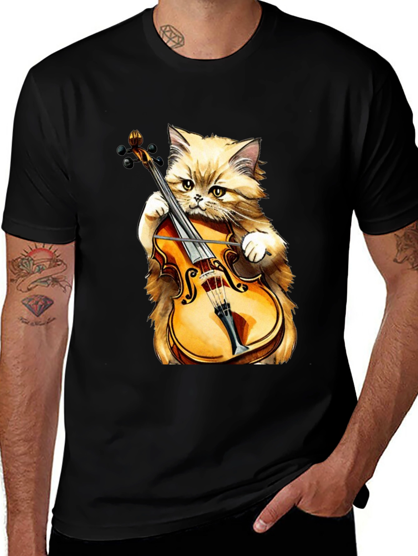 Variant 22 of Cat Playing Violin T-Shirt - Funny Musician Tee