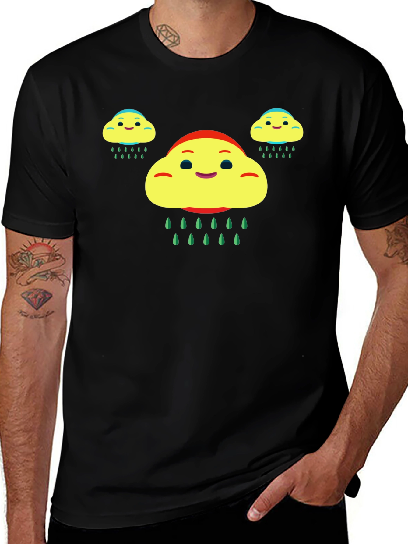 Variant 17 of Cute Cartoon Cloud Black T-Shirt