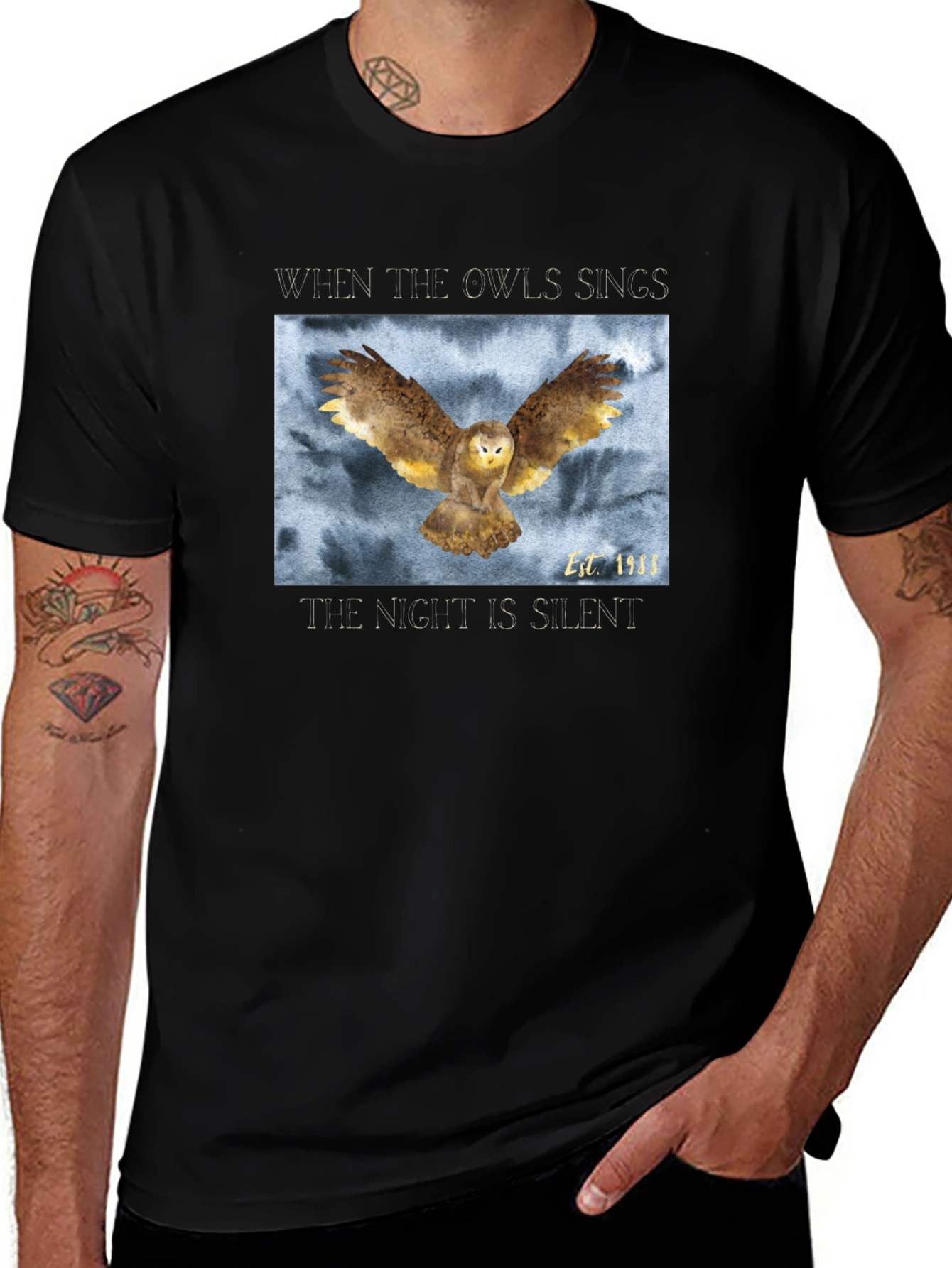 Variant 11 of Owl Song T-Shirt -  Night is Silent Graphic Tee