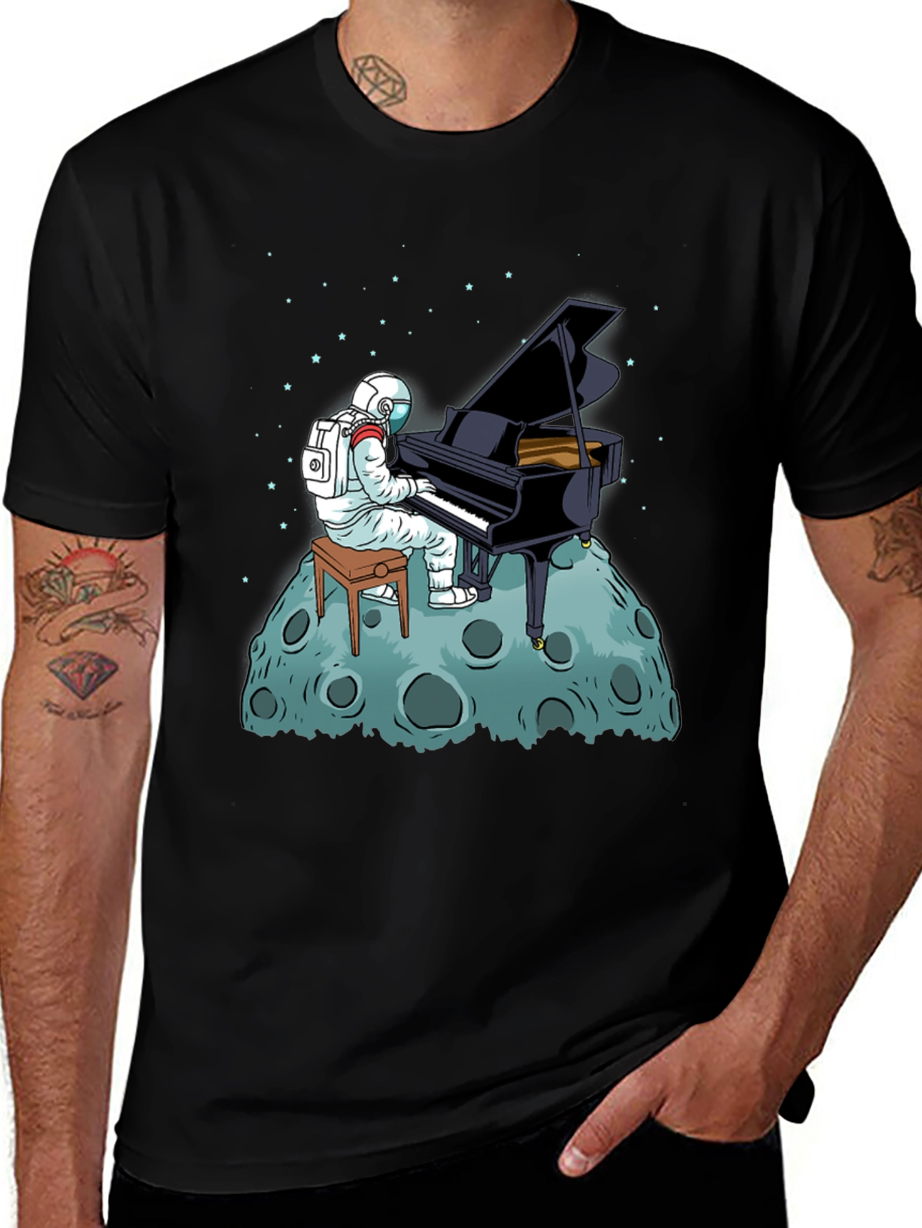 Variant 11 of Astronaut Piano Player Graphic Tee