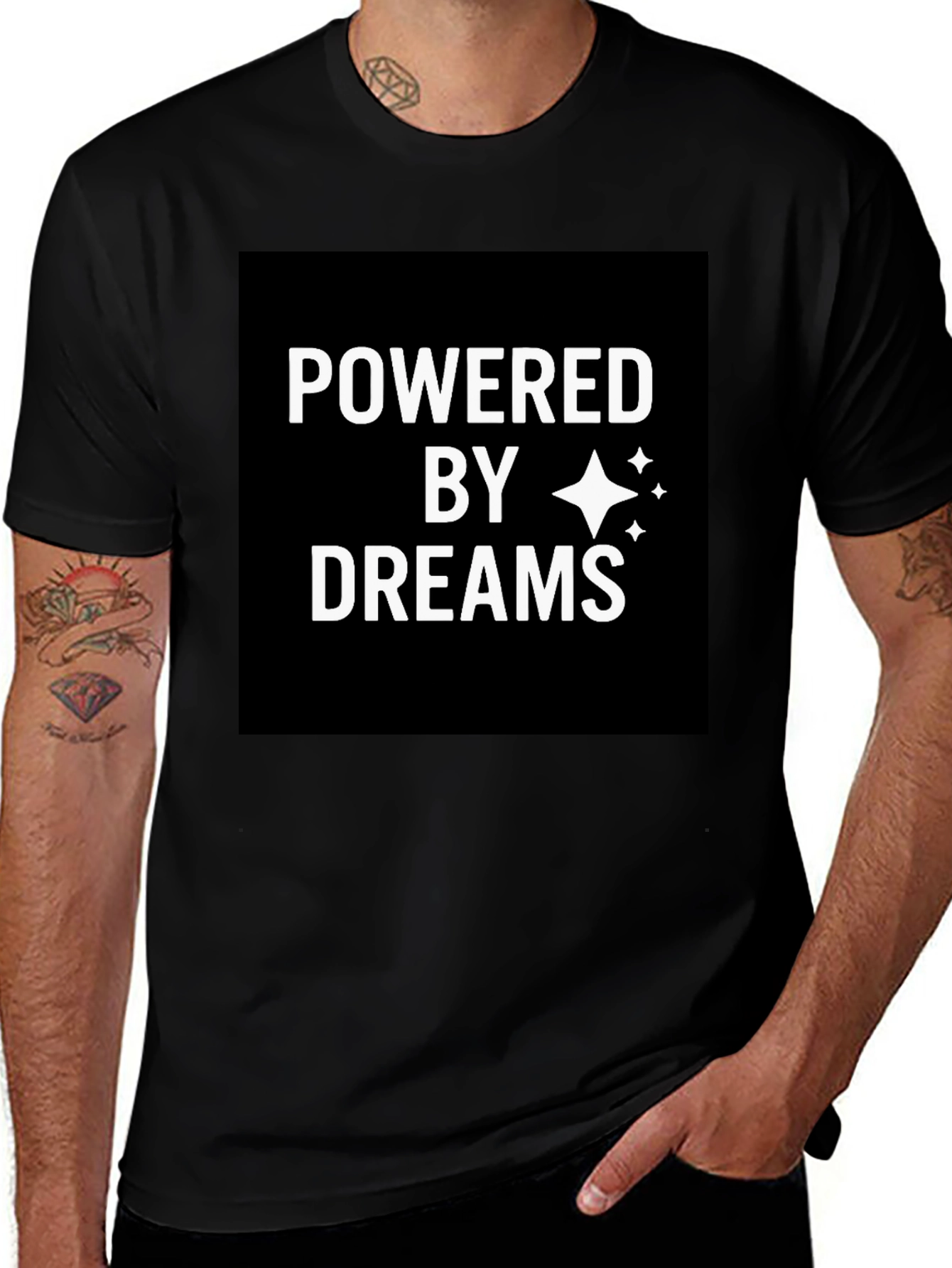 Variant 24 of Powered by Dreams Black Graphic T-Shirt