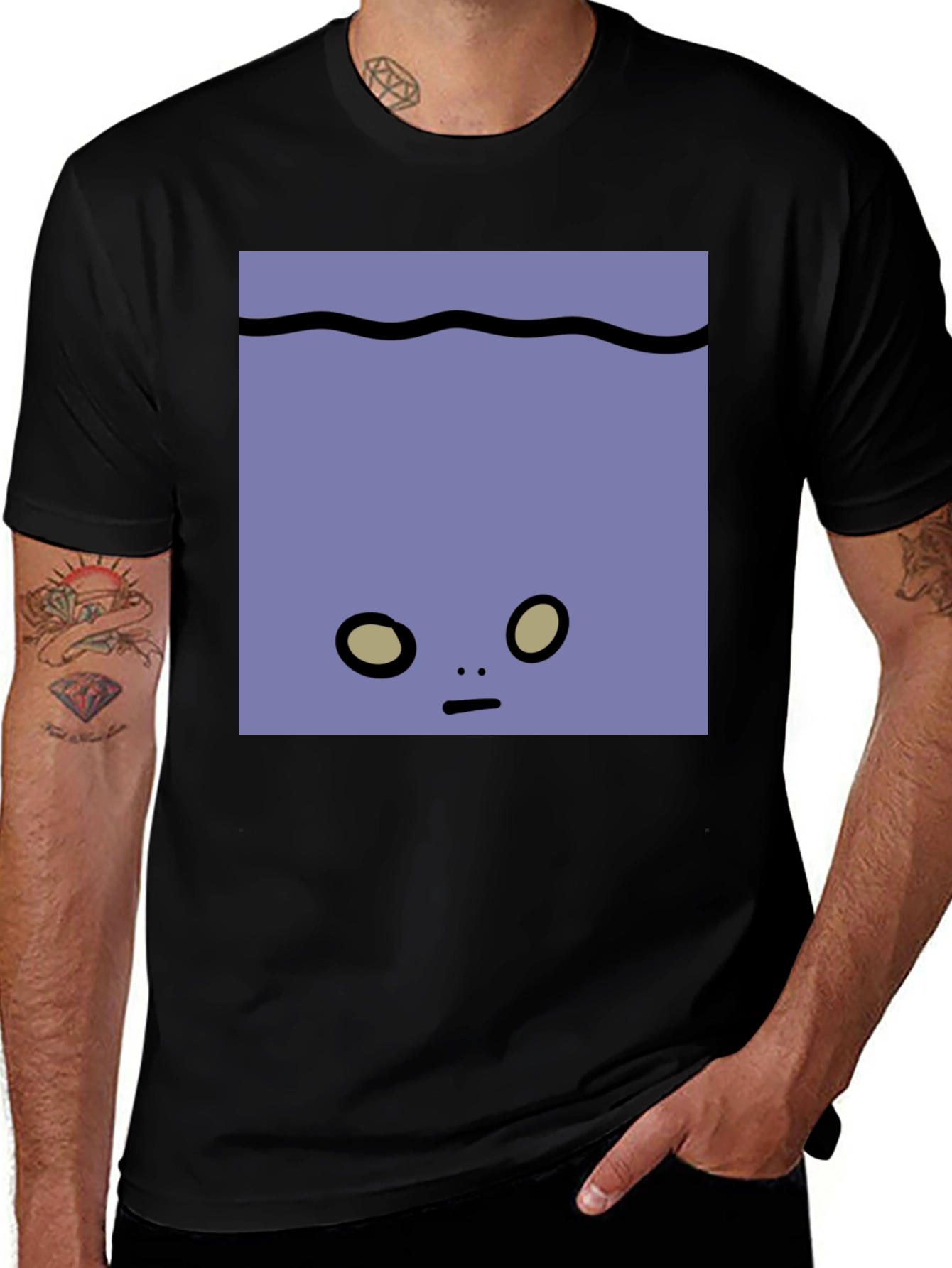Variant 30 of Cute Underwater Face Graphic Tee - Black