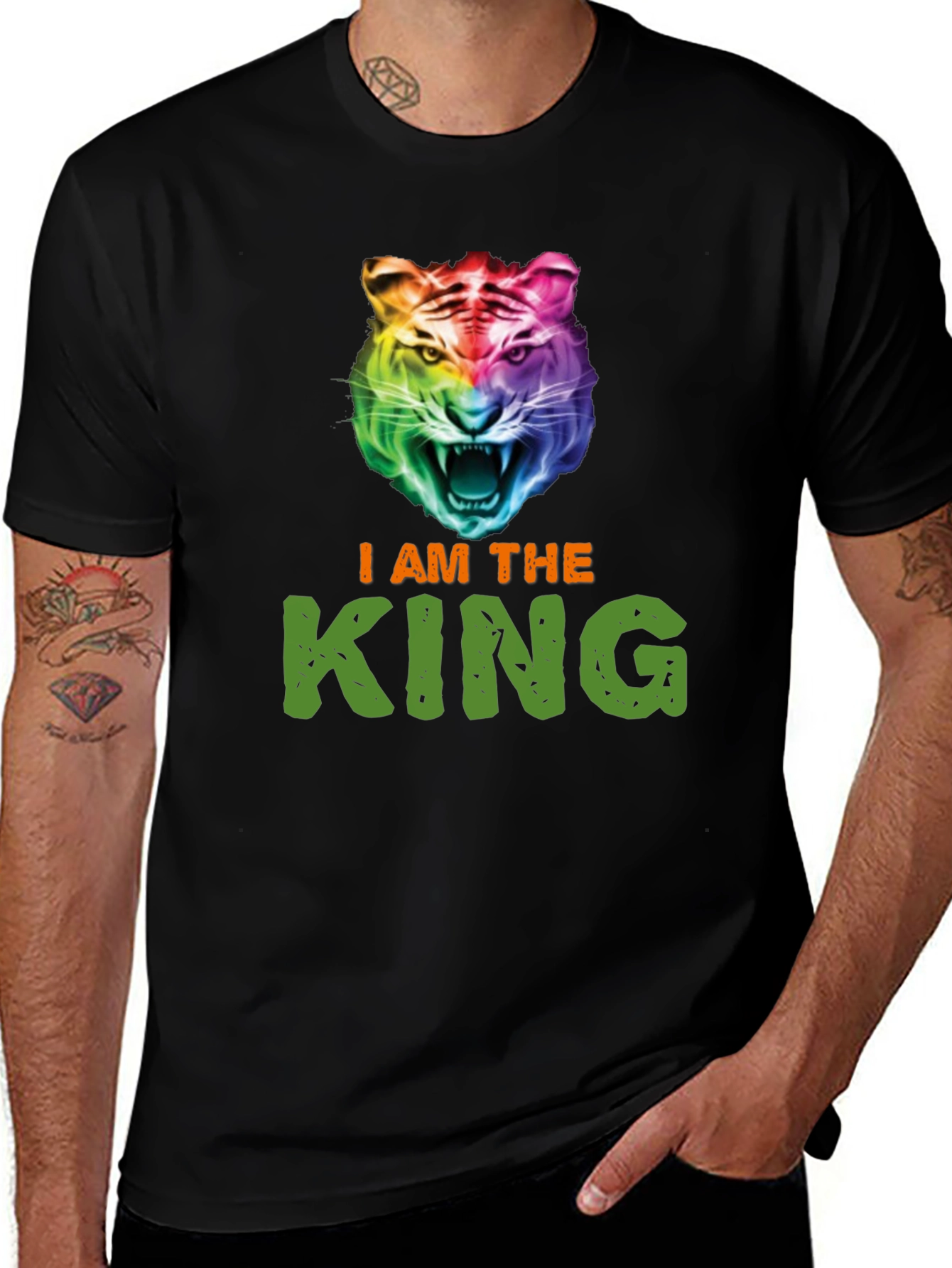 Variant 28 of I am the King Tiger Graphic Tee - Black