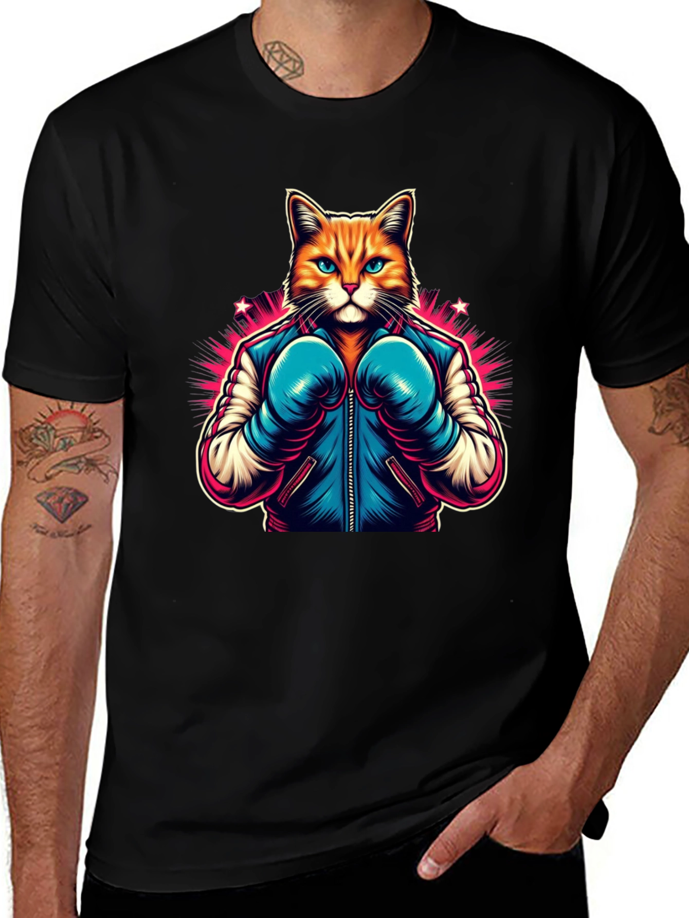 Variant 25 of Boxer Cat Graphic Tee - Black T-Shirt
