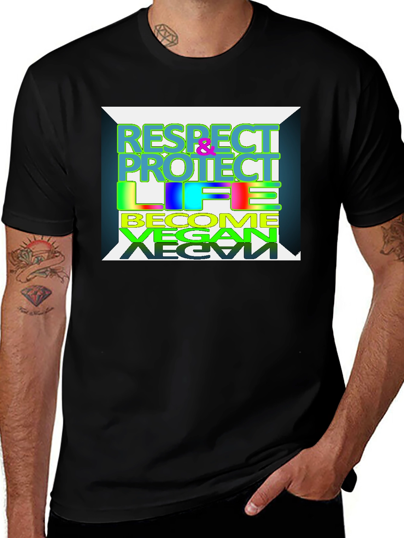 Variant 23 of Respect Protect Life Vegan T-Shirt