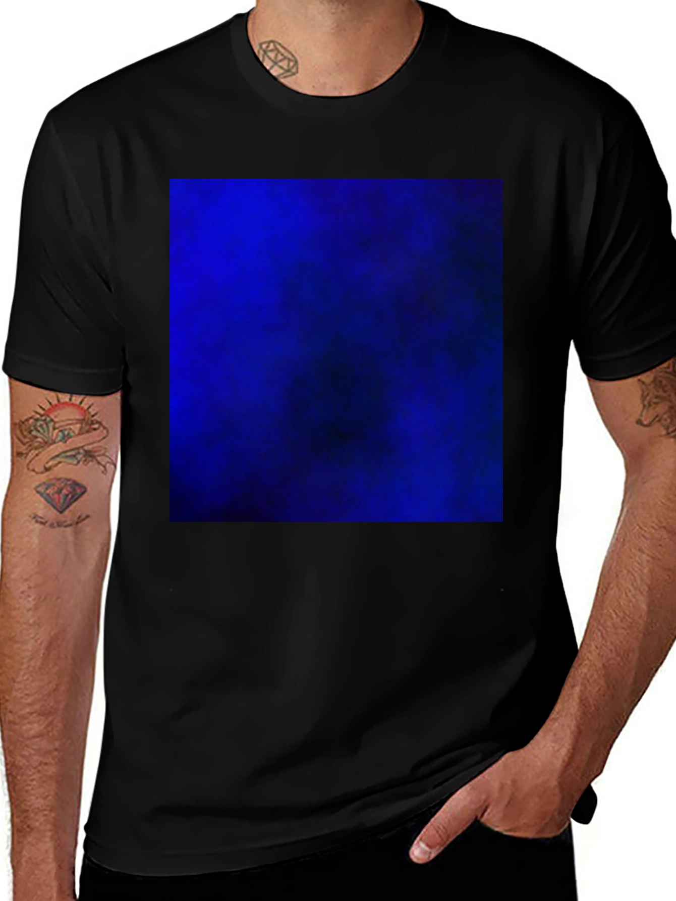 Variant 23 of Black T-Shirt with Bold Blue Abstract Design