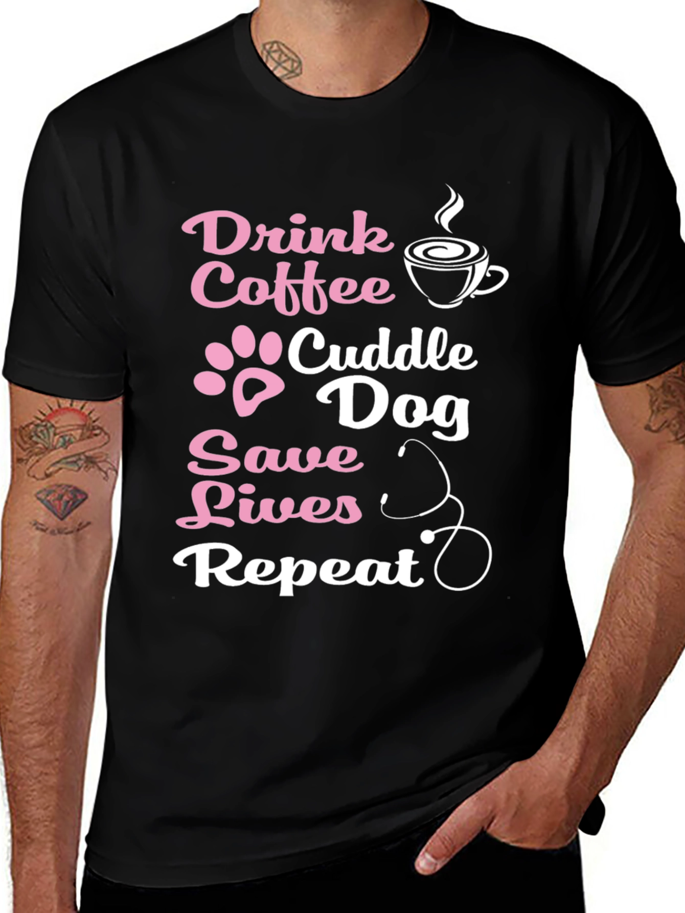 Variant 27 of Drink Coffee Cuddle Dog Save Lives Tee