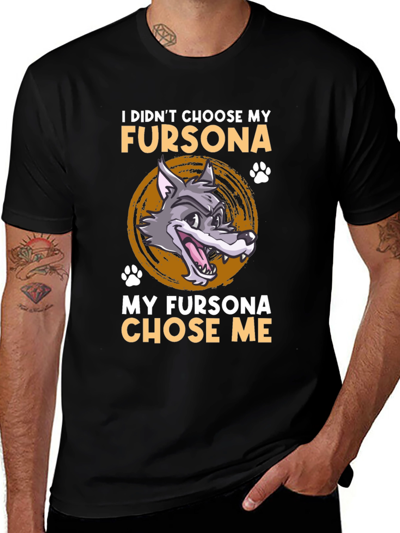 Variant 16 of Fursona Chose Me Graphic Tee - Black Cotton T-Shirt