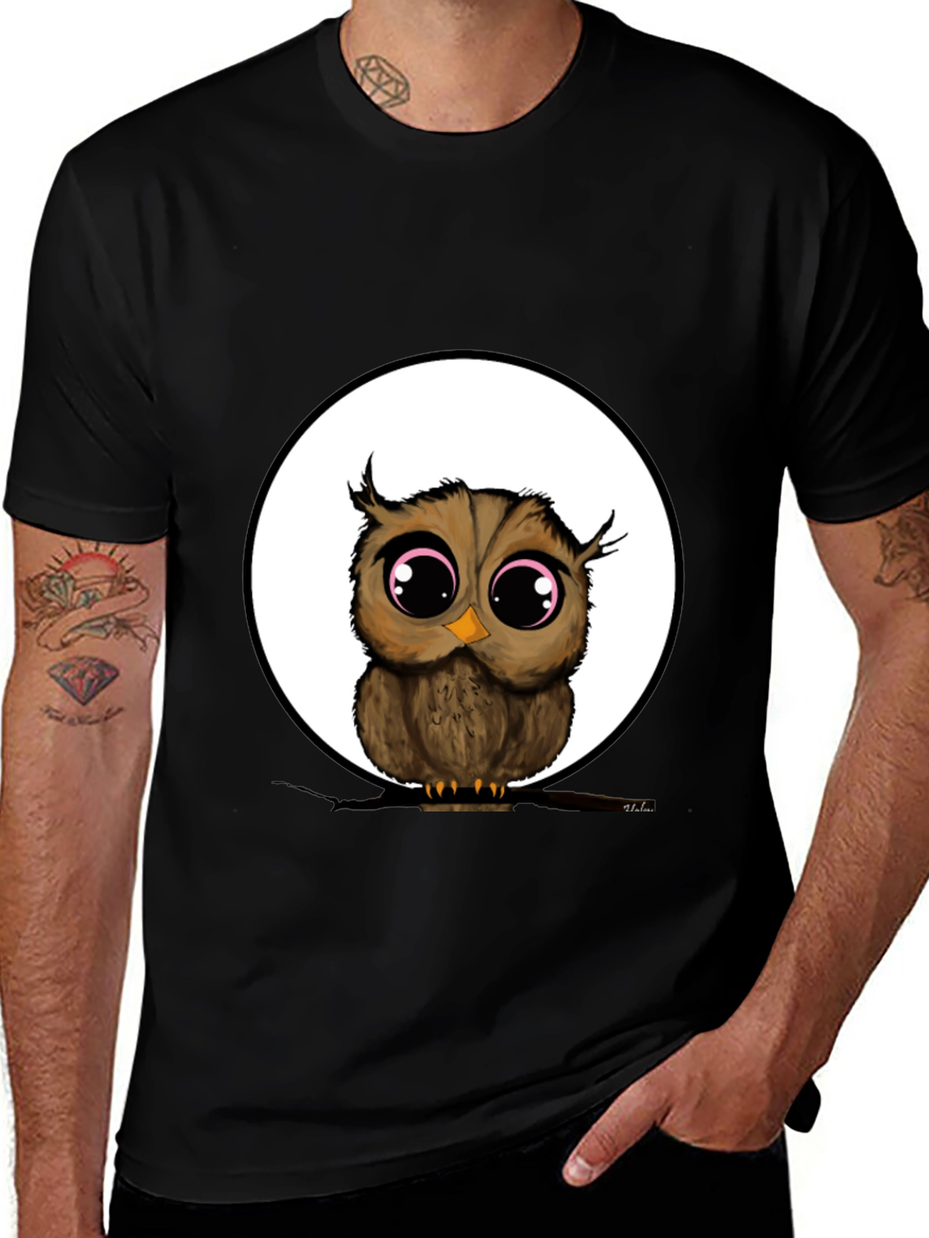 Variant 24 of Owl Graphic Black T-Shirt