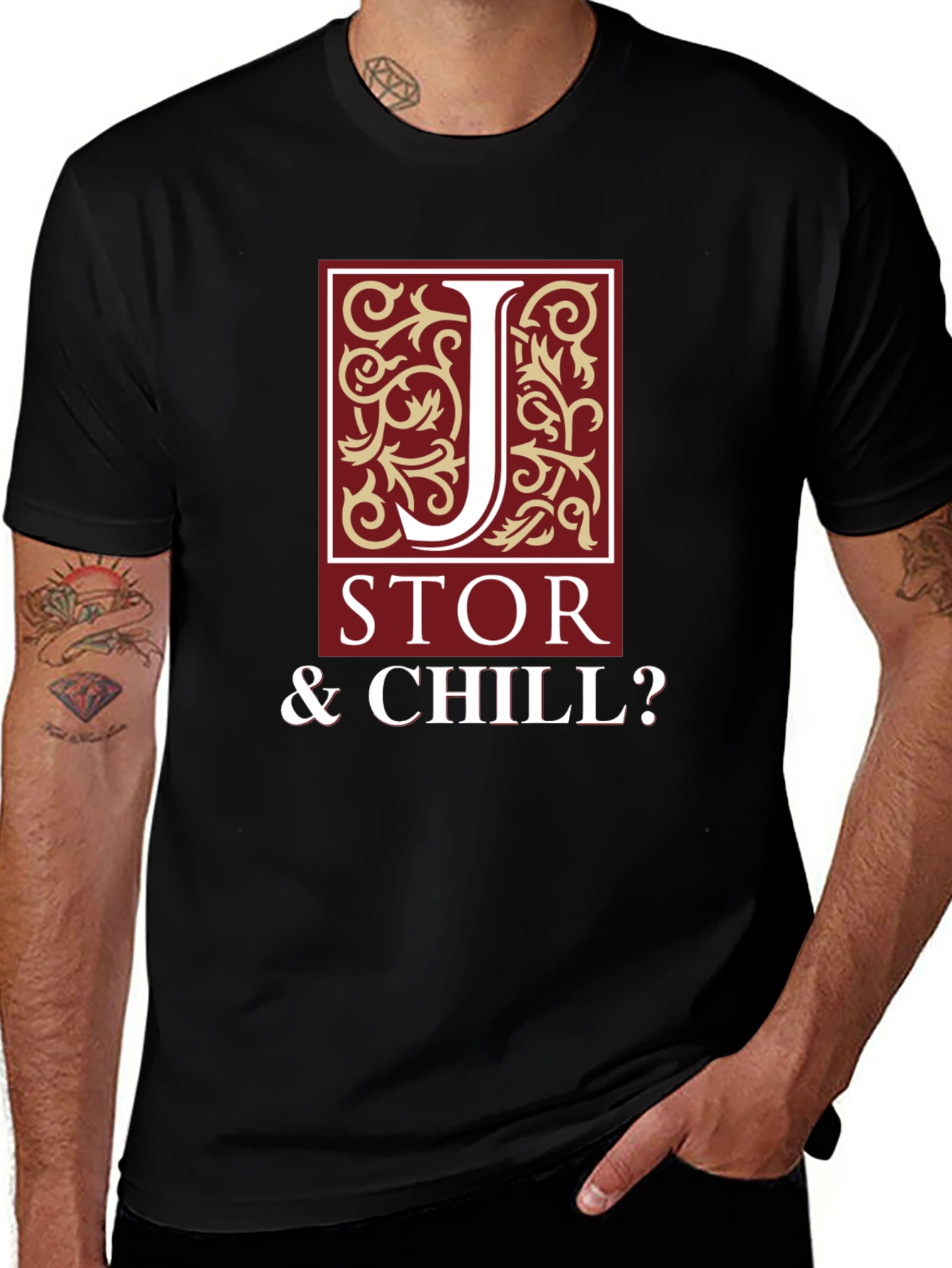 Variant 15 of JSTOR & Chill? Men's Black Graphic T-Shirt
