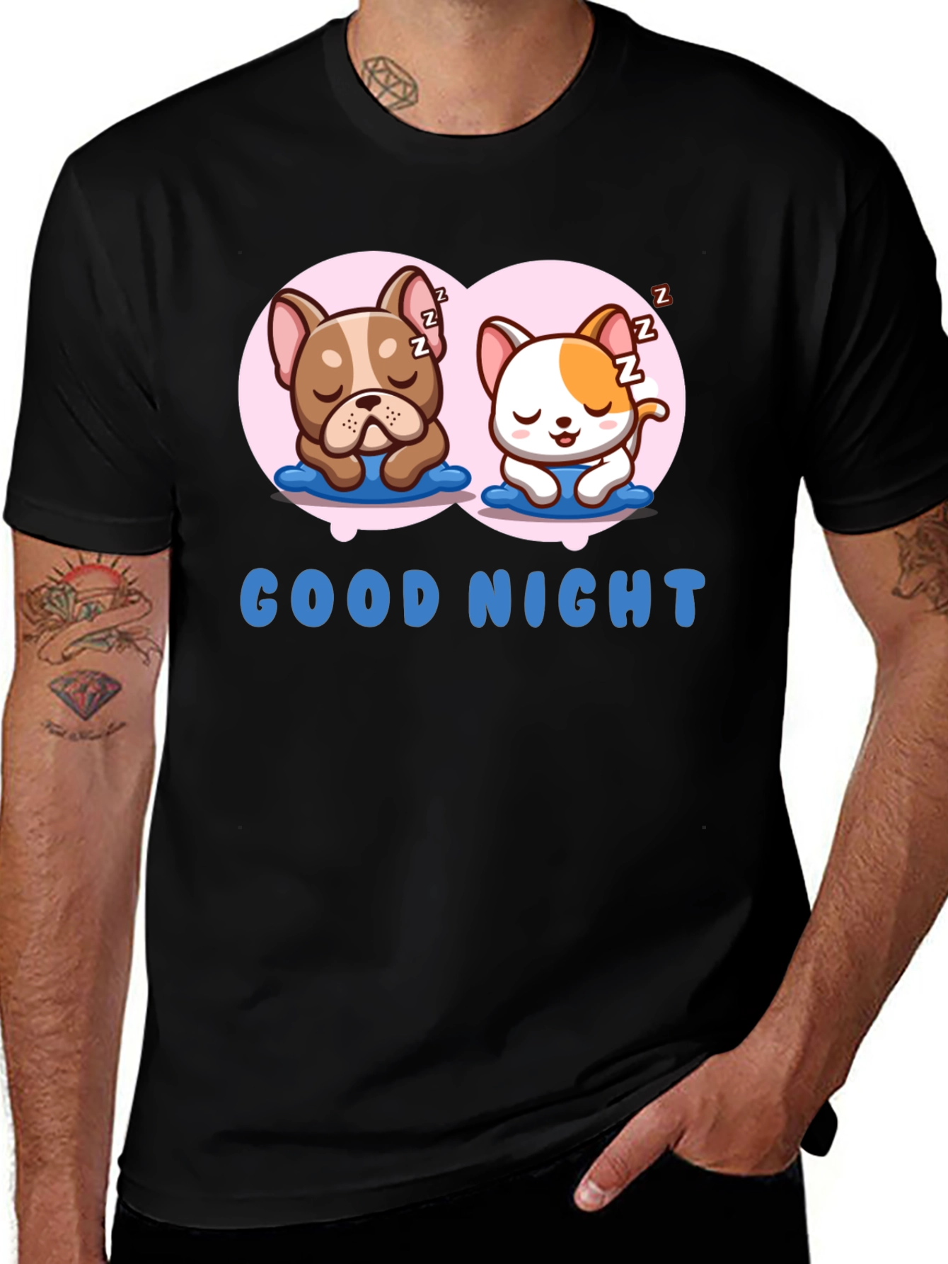 Variant 14 of Cute Sleeping Dogs Black T-Shirt