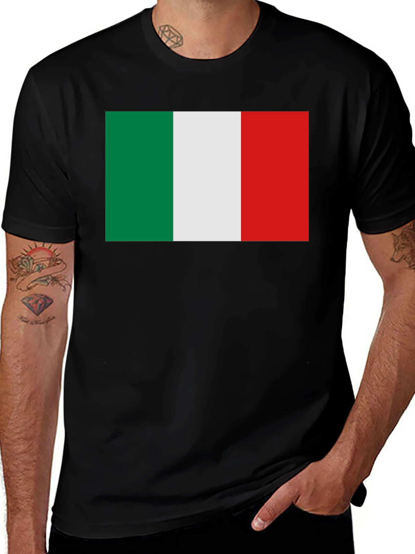Italian Flag T-Shirt - Black - Italy Pride Tee