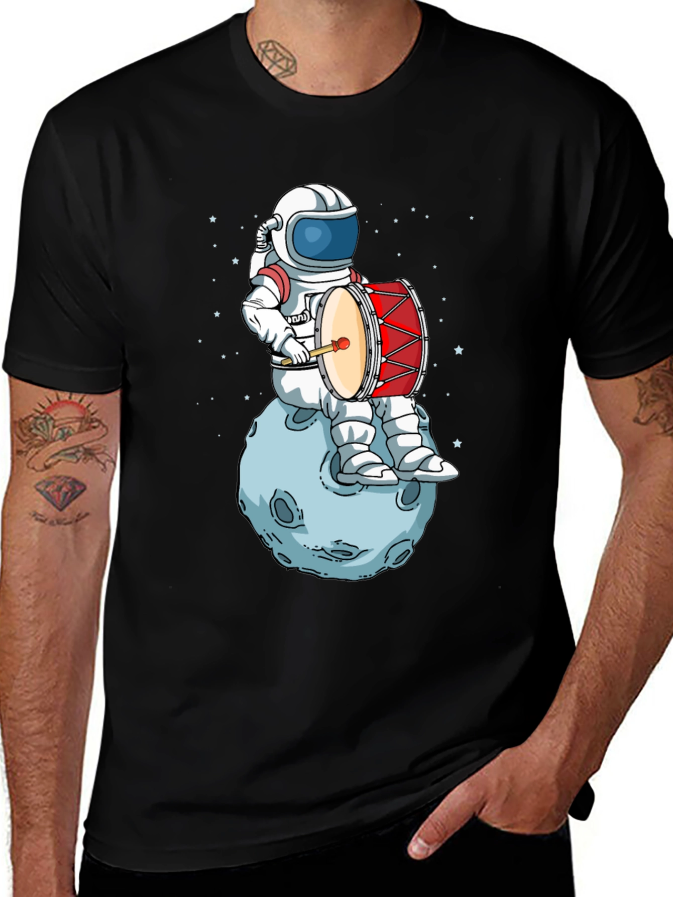 Variant 20 of Astronaut Drummer T-Shirt - Space Music Tee