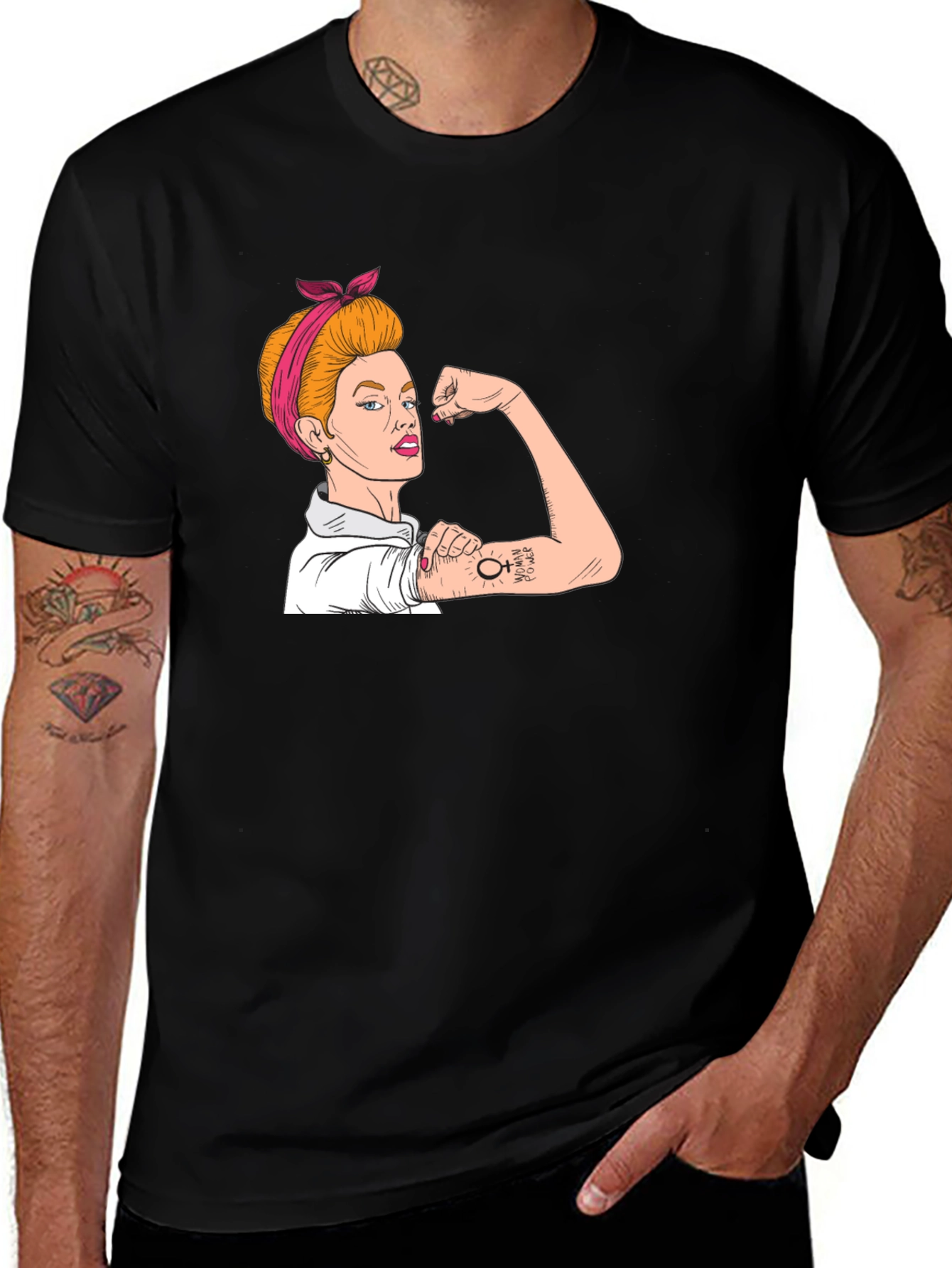Variant 5 of Feminist Rosie the Riveter T-Shirt - Black