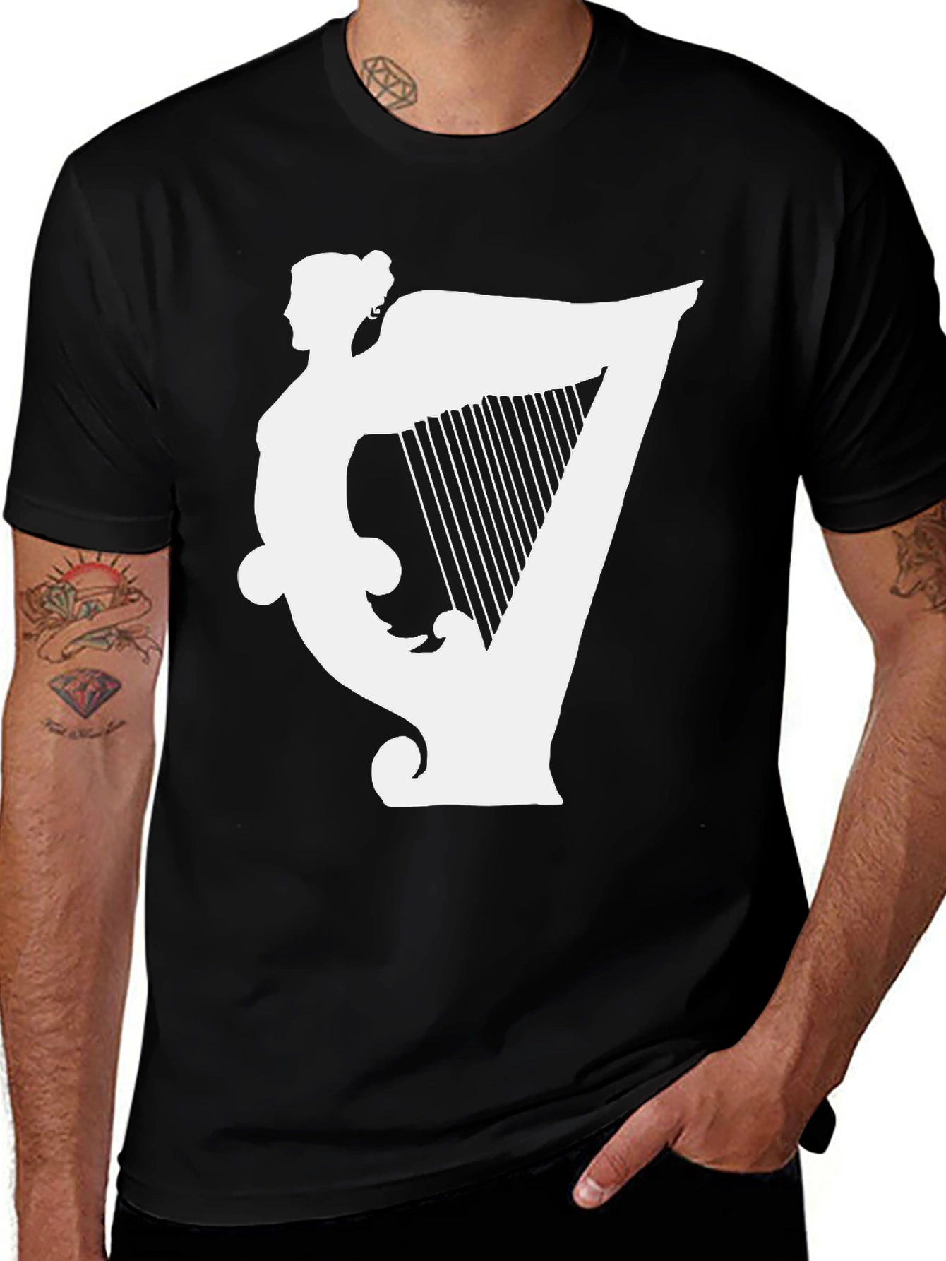 Variant 9 of Irish Harp Silhouette T-Shirt - Black