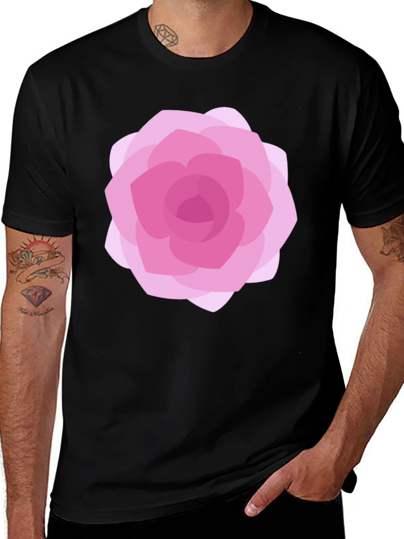 Variant 22 of Pink Rose Graphic Print T-Shirt