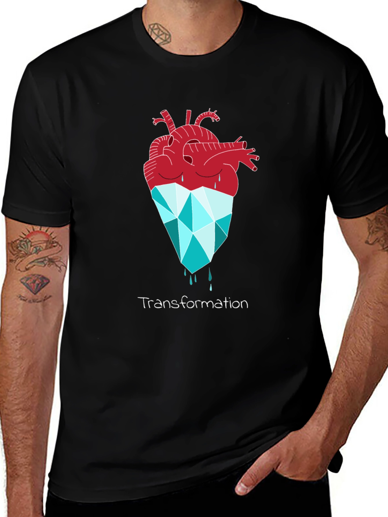 Variant 12 of Transformation Heart Graphic Tee - Black
