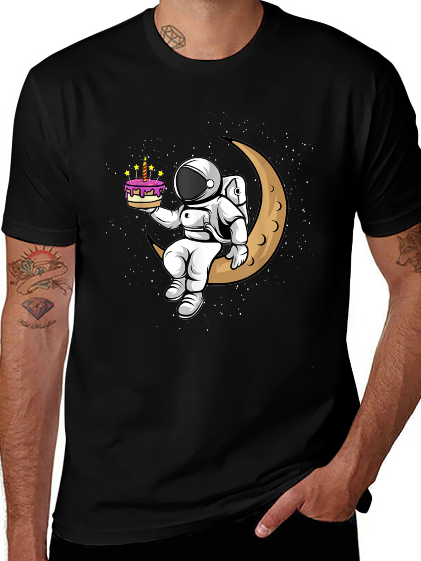Variant 17 of Astronaut on Moon T-Shirt - Birthday Cake Design