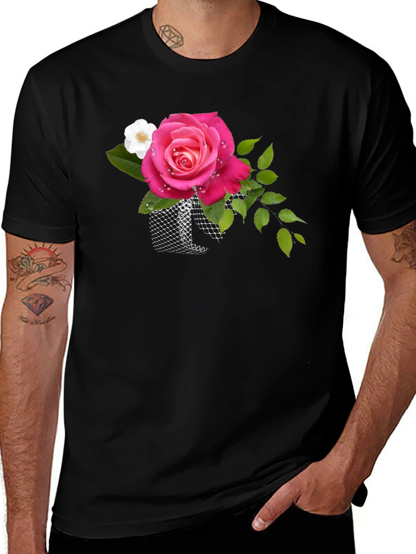 Variant 12 of Floral Rose Graphic Tee - Mens Short Sleeve