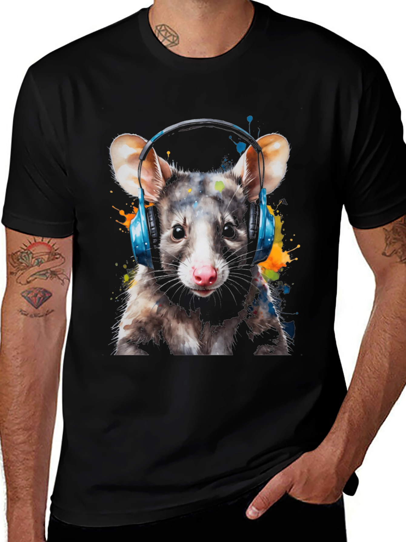 Variant 24 of Opossum DJ Graphic Tee - Black