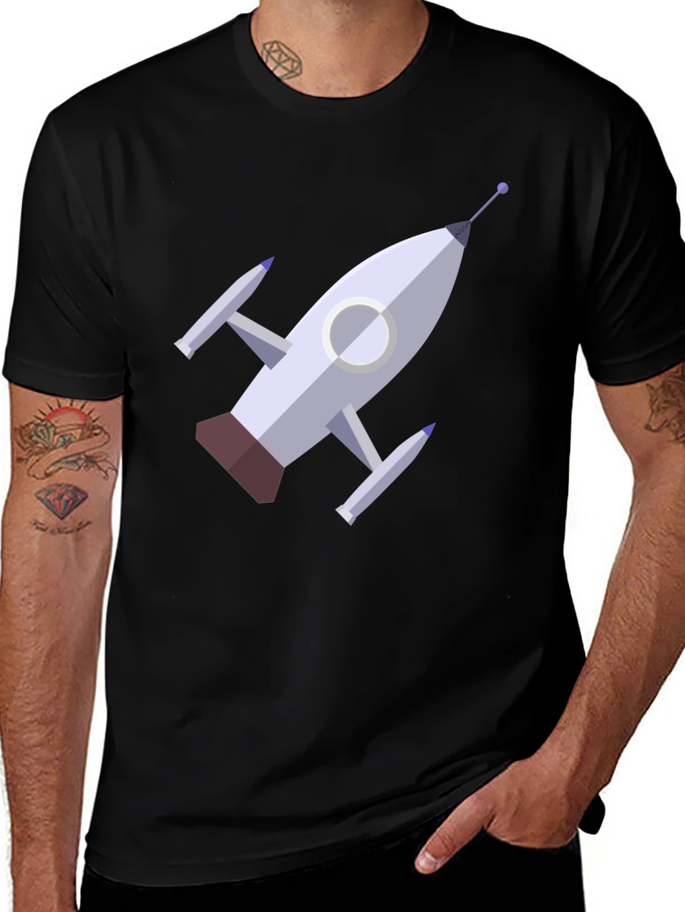 Variant 16 of Rocket Graphic Tee - Cool Space Design