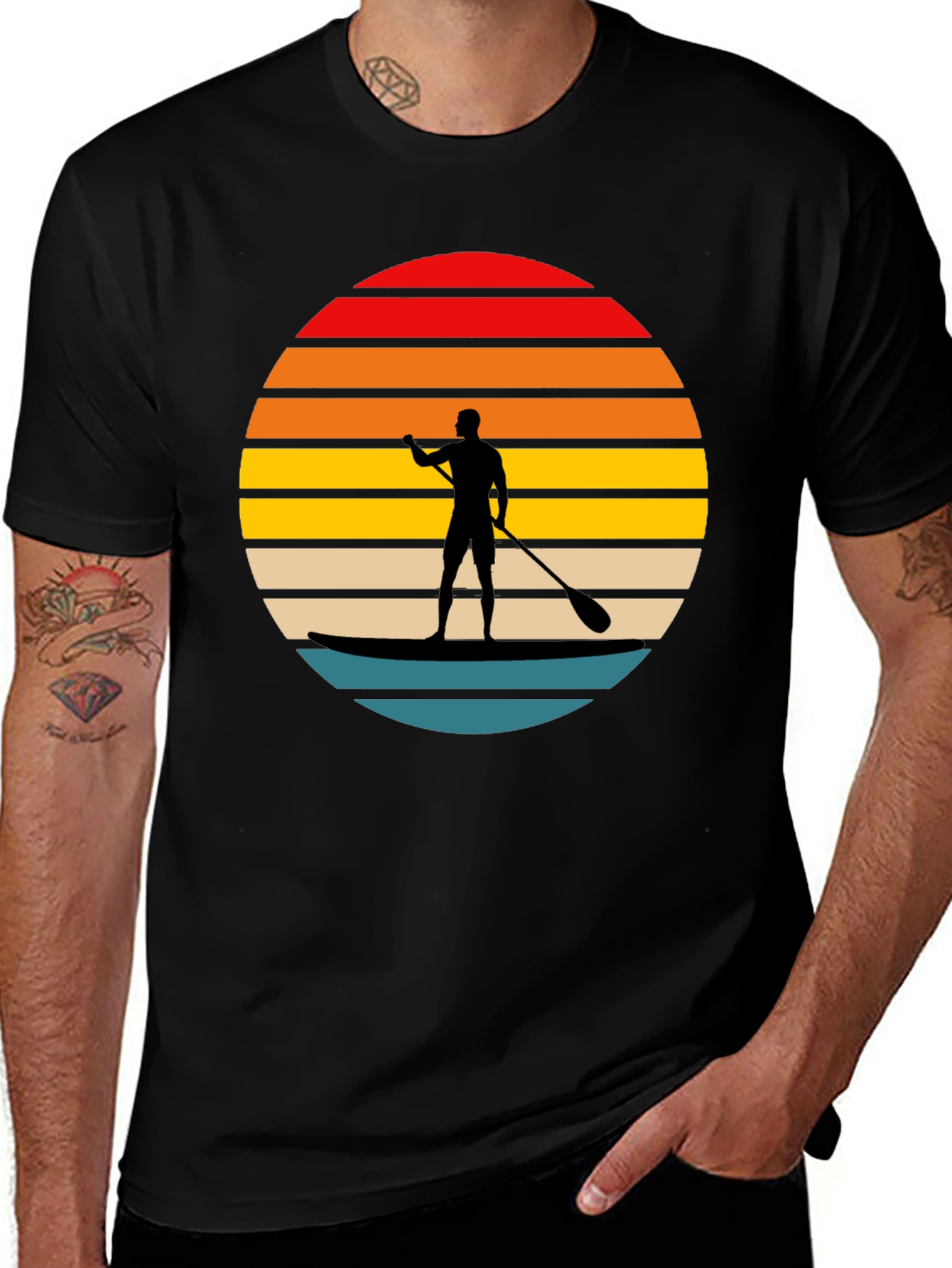 Paddle Board Sunset Graphic T-Shirt