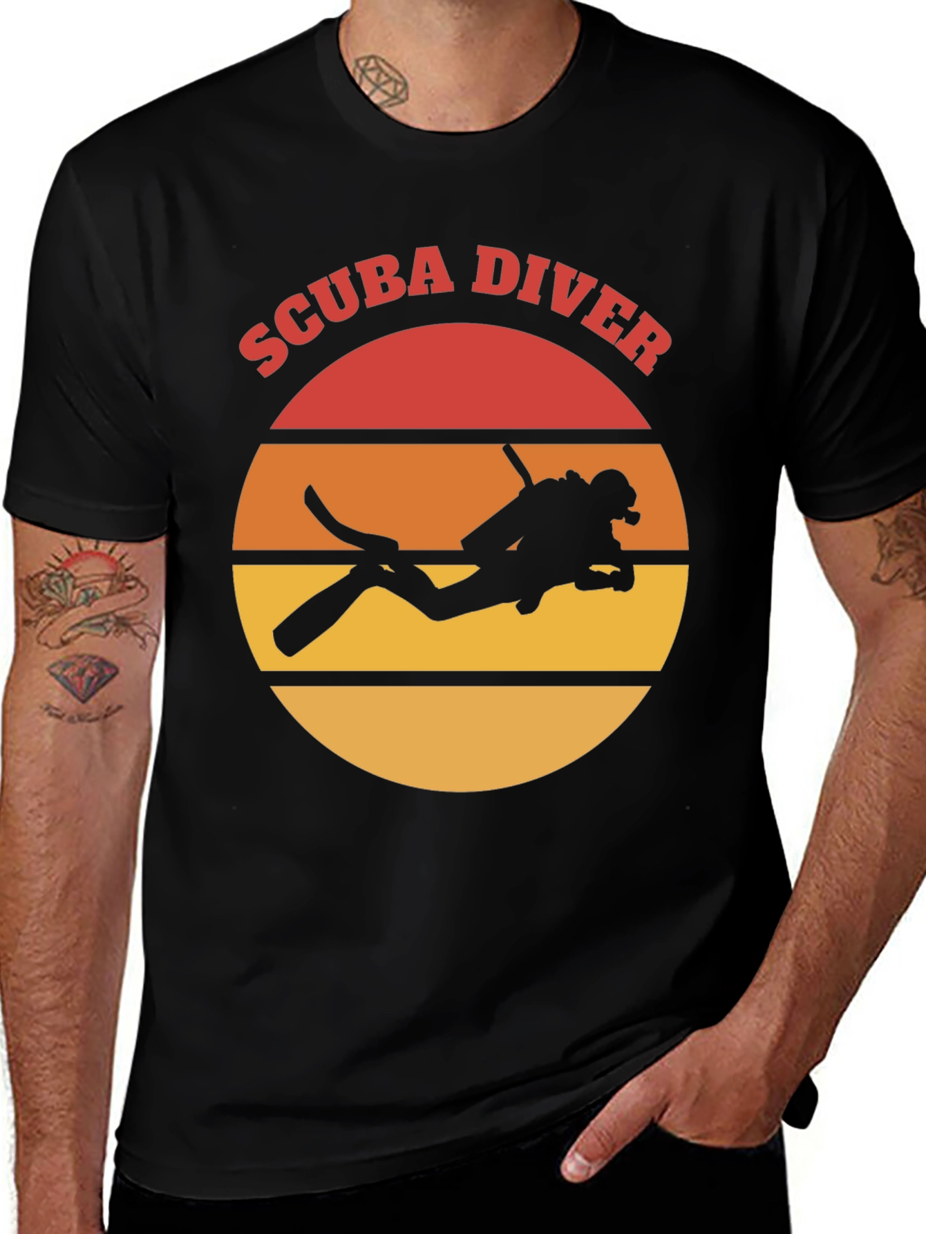 Variant 7 of Scuba Diver Graphic Tee - Retro Style