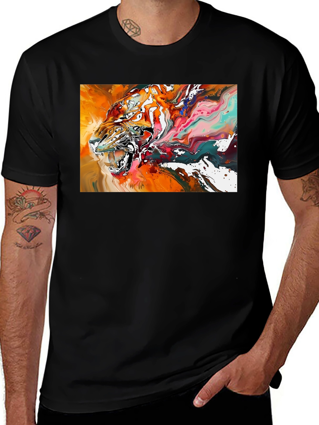Variant 17 of Abstract Tiger Graphic Black T-Shirt