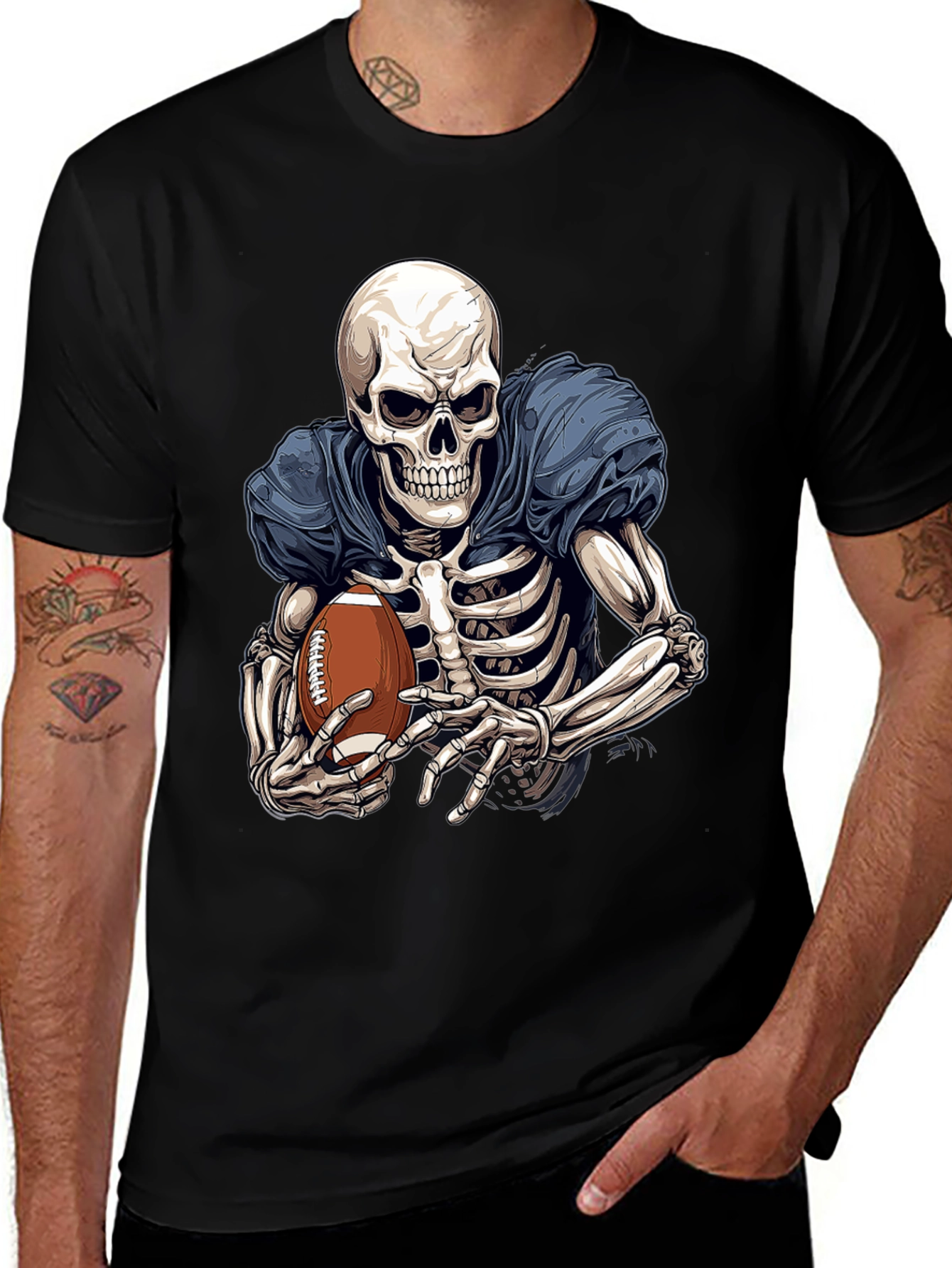 Variant 16 of Skeleton Football Player Graphic T-Shirt