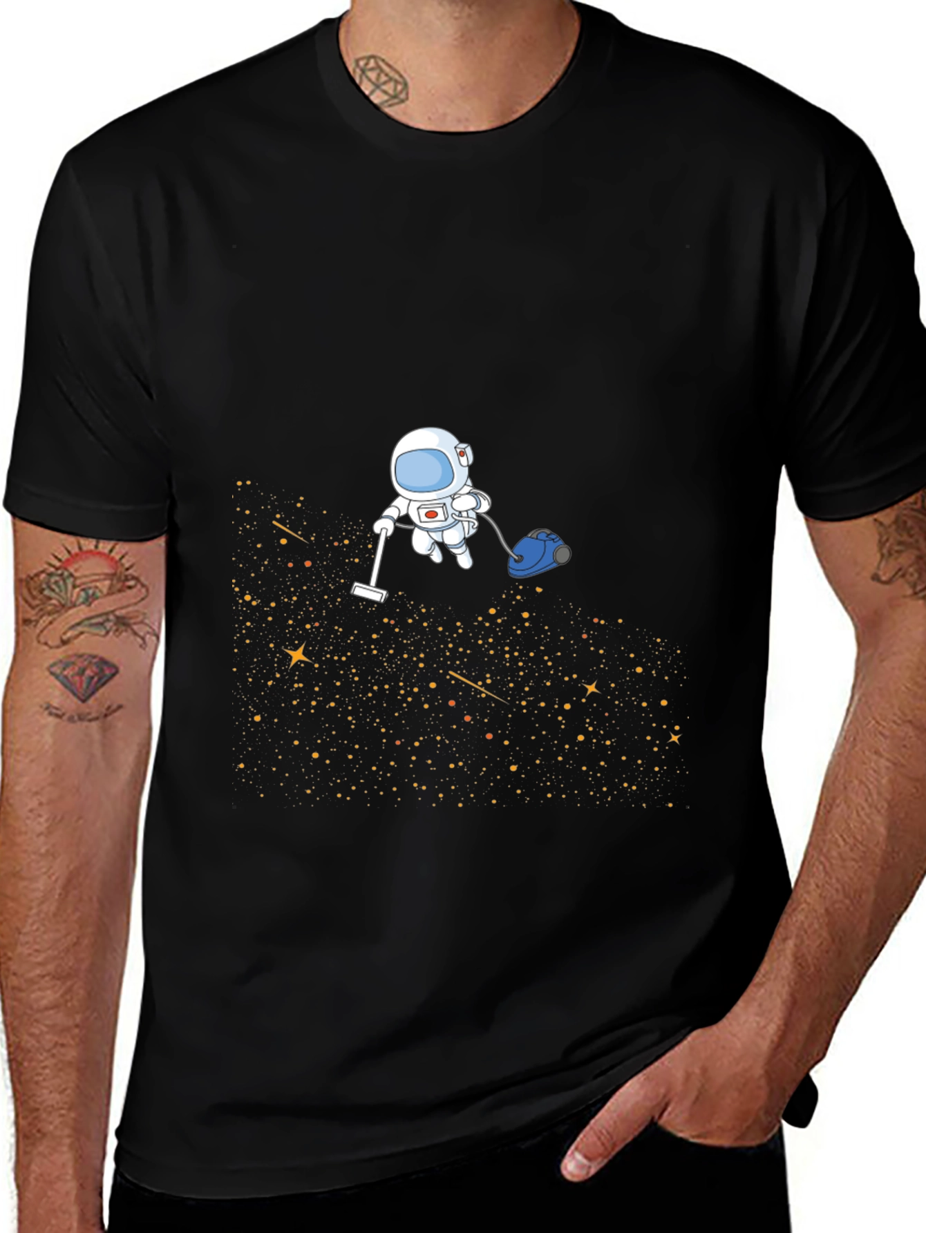 Variant 21 of Astronaut Vacuuming Stars Funny Graphic Tee