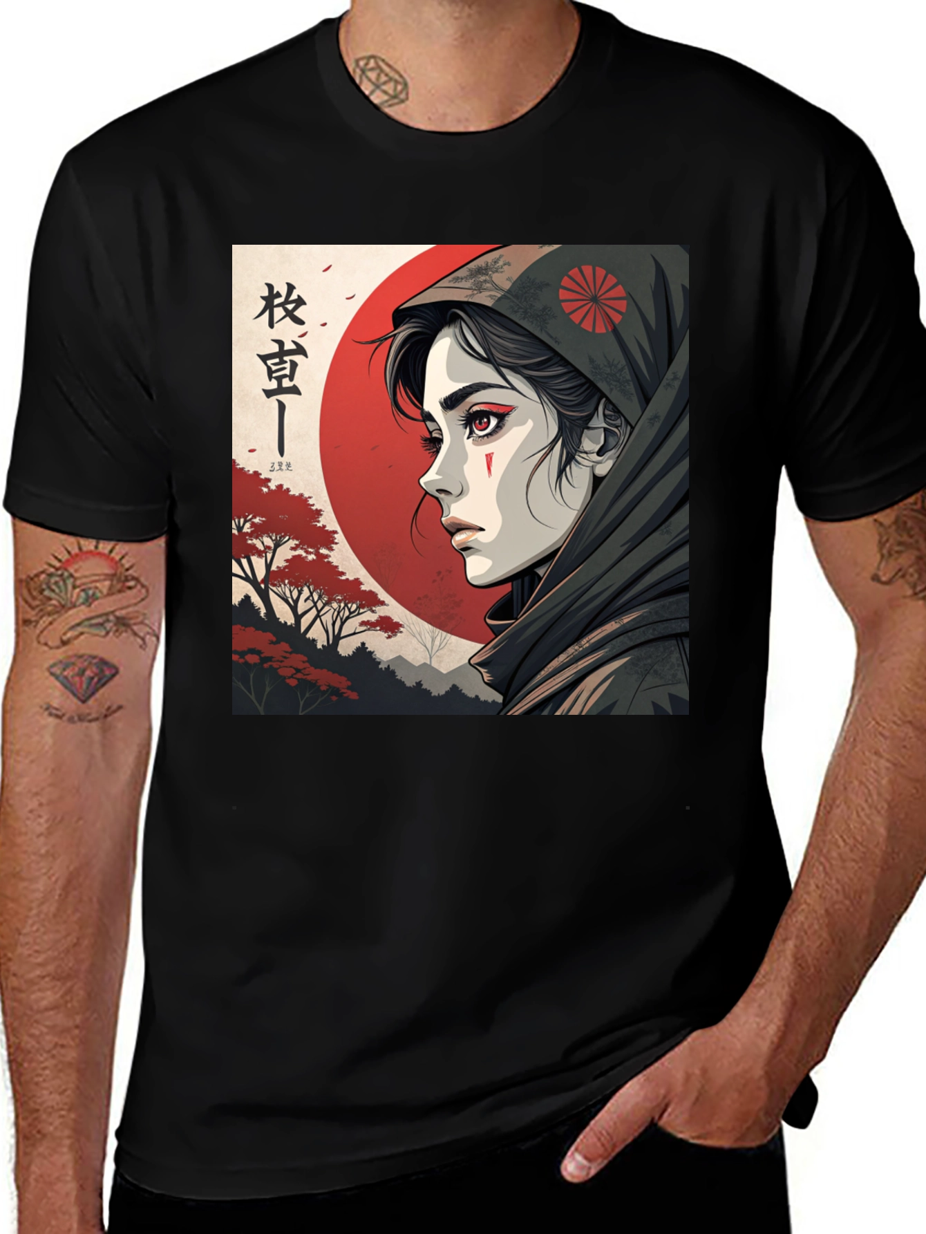 Variant 15 of Samurai Girl Graphic Tee - Unique Japanese Art Shirt