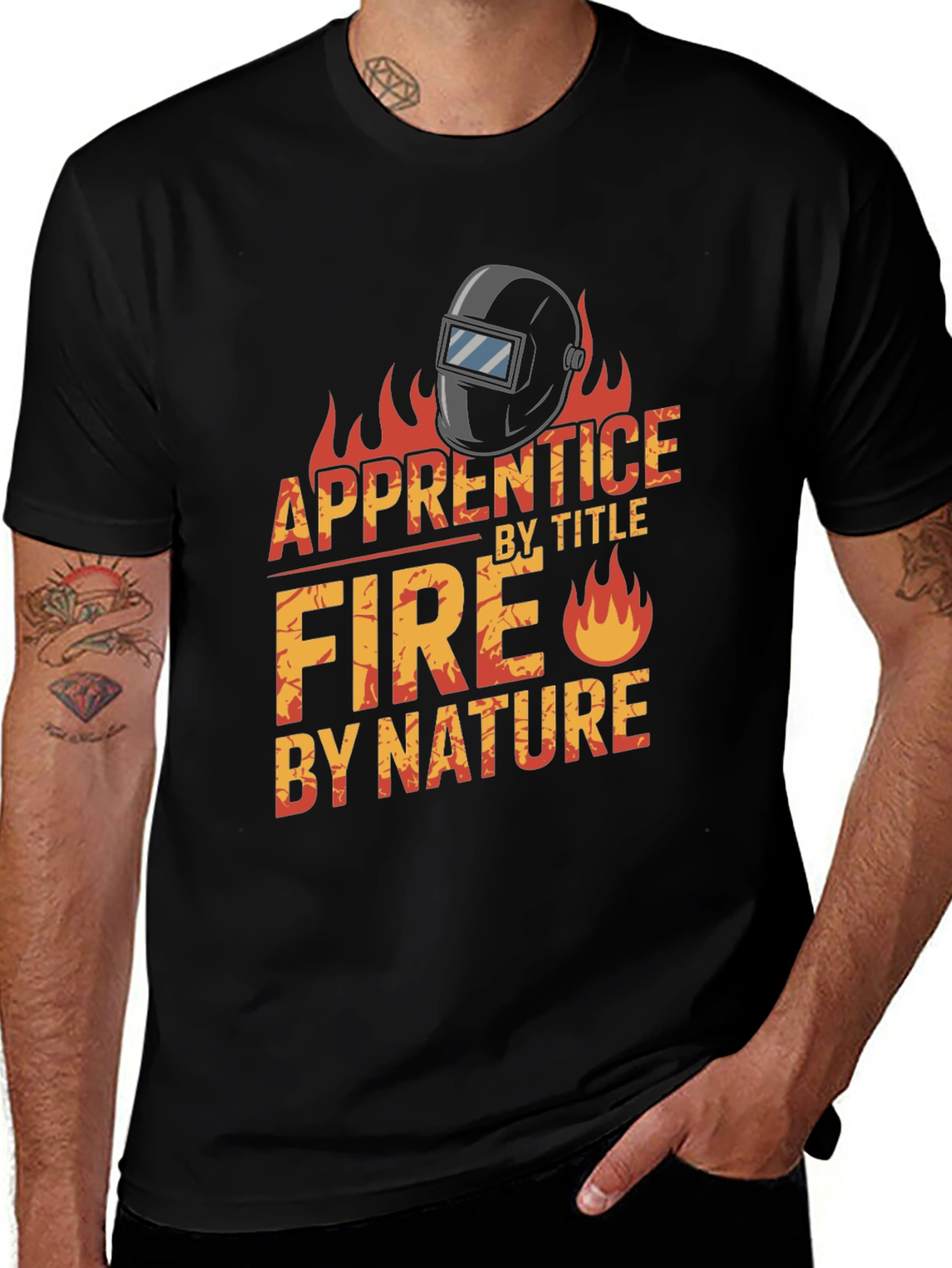 Variant 23 of Apprentice Welder Fire Nature Black T-Shirt