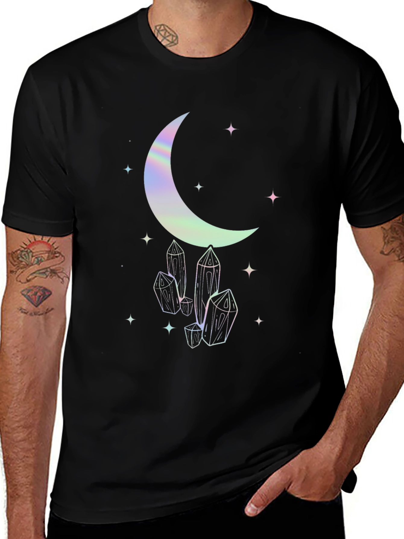 Moon & Crystal Graphic Tee - Black