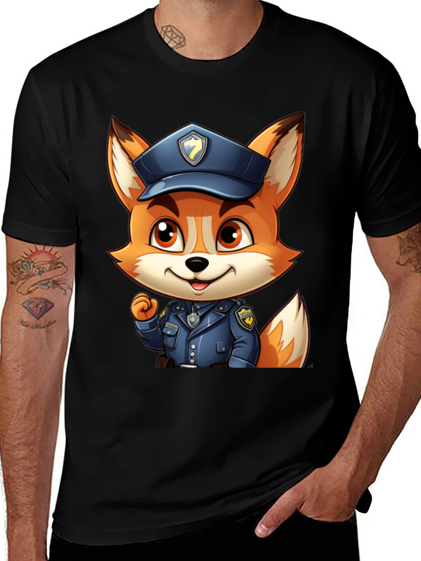 Variant 29 of Cartoon Fox Police Officer T-Shirt