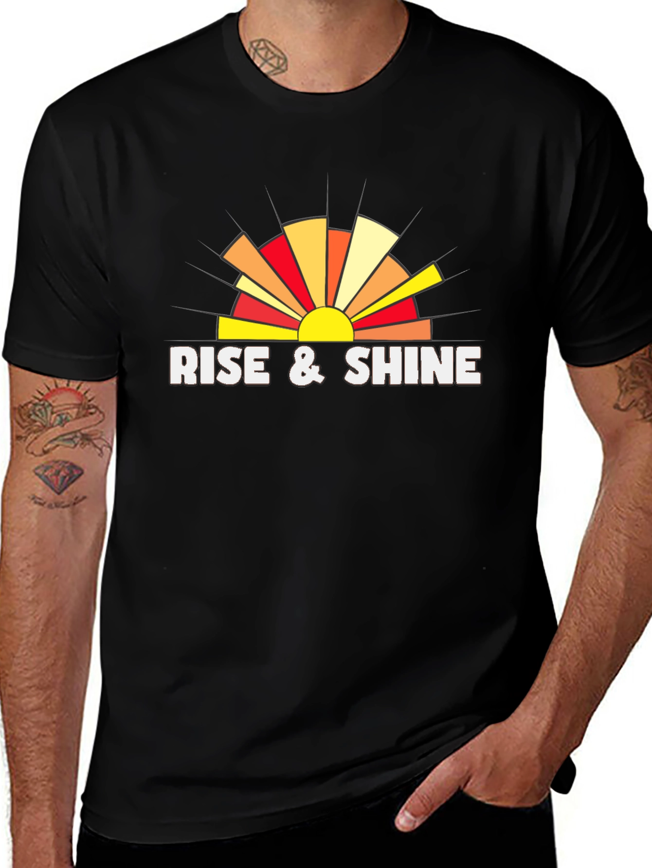 Variant 13 of Rise & Shine Graphic Print Black T-Shirt