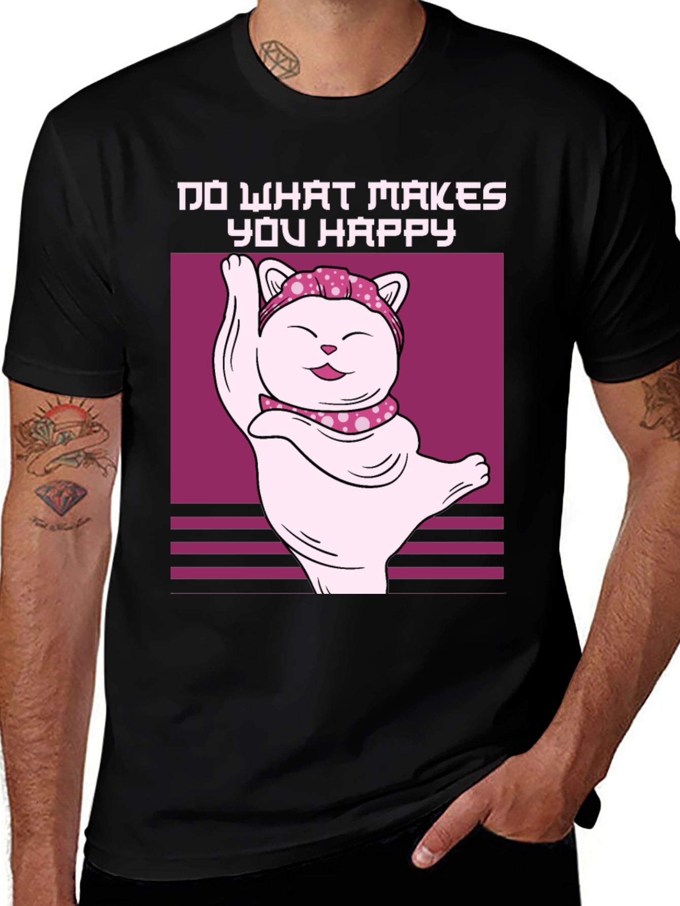 Variant 7 of Do What Makes You Happy Lucky Cat T-Shirt