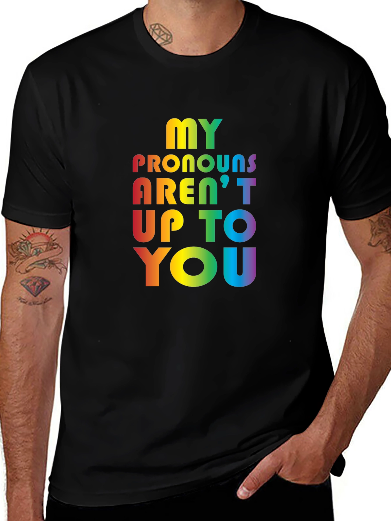 LGBT Pride Pronoun T-Shirt - Black