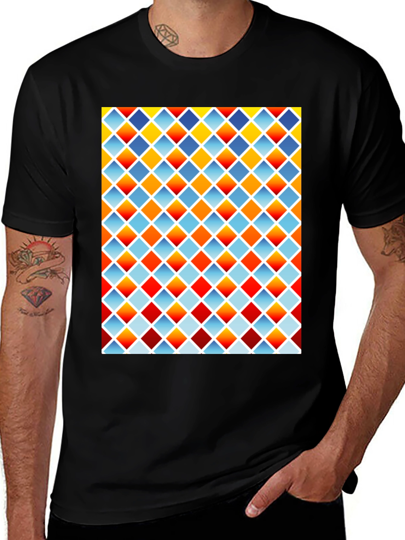 Variant 5 of Geometric Diamond Pattern T-Shirt
