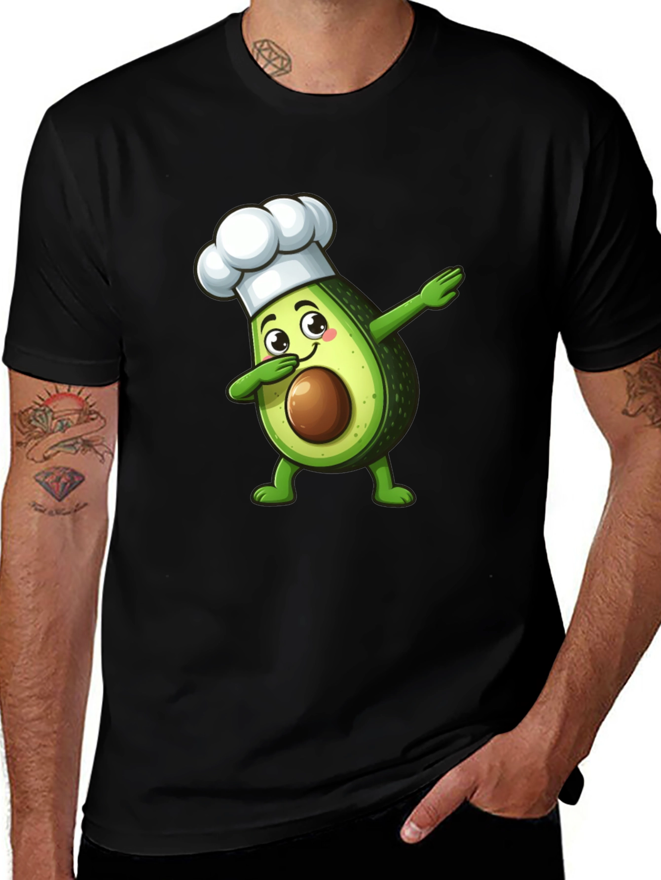 Variant 23 of Avocado Chef Dabbing Graphic Tee - Black