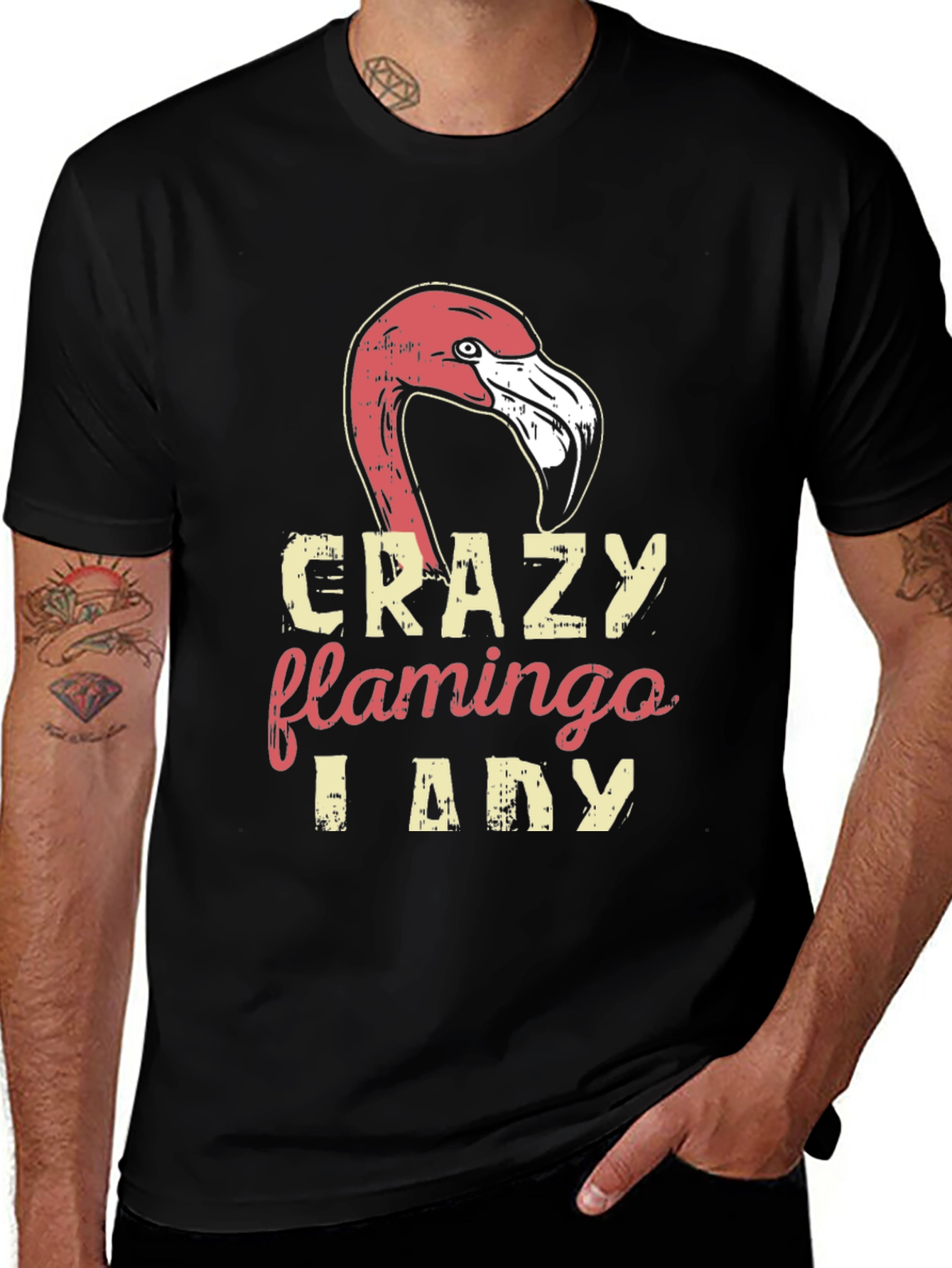 Variant 30 of Crazy Flamingo Lady T-Shirt - Graphic Tee