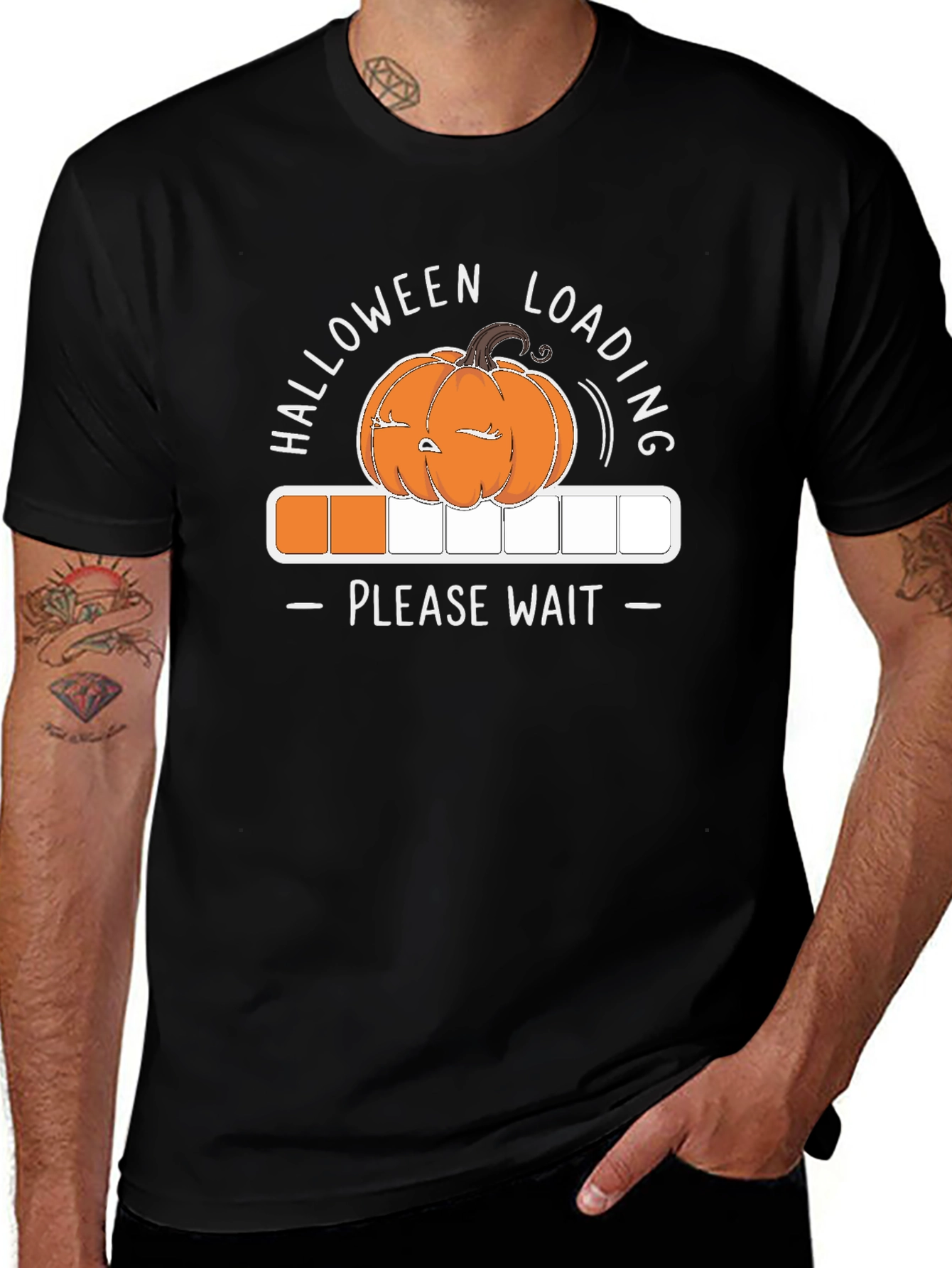 Variant 26 of Halloween Loading T-Shirt - Please Wait - Pumpkin