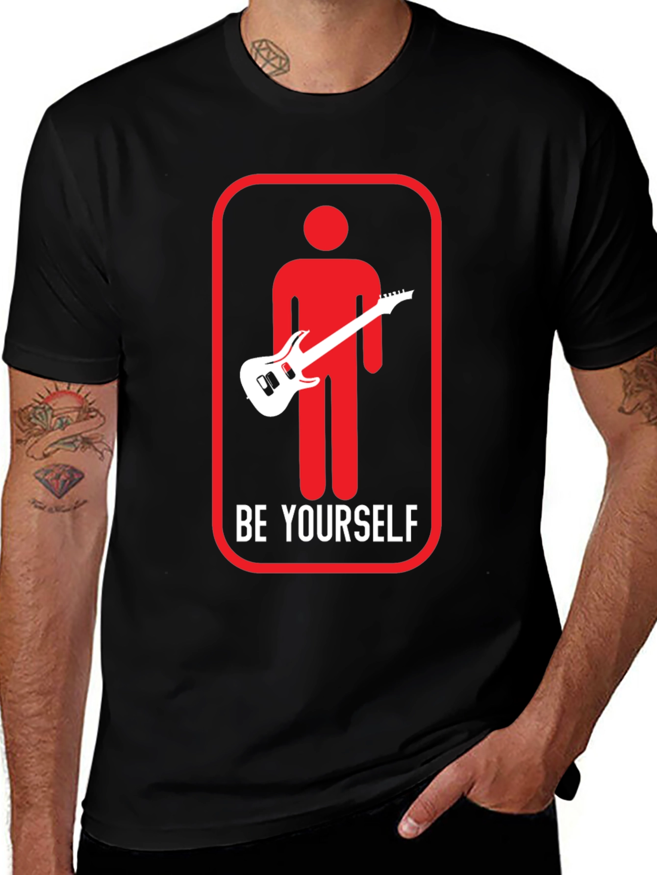 Variant 8 of Be Yourself Guitar Graphic T-Shirt - Black