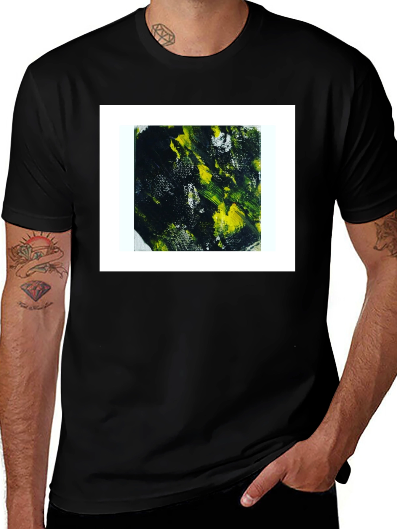 Variant 16 of Abstract Art Print Black Tee