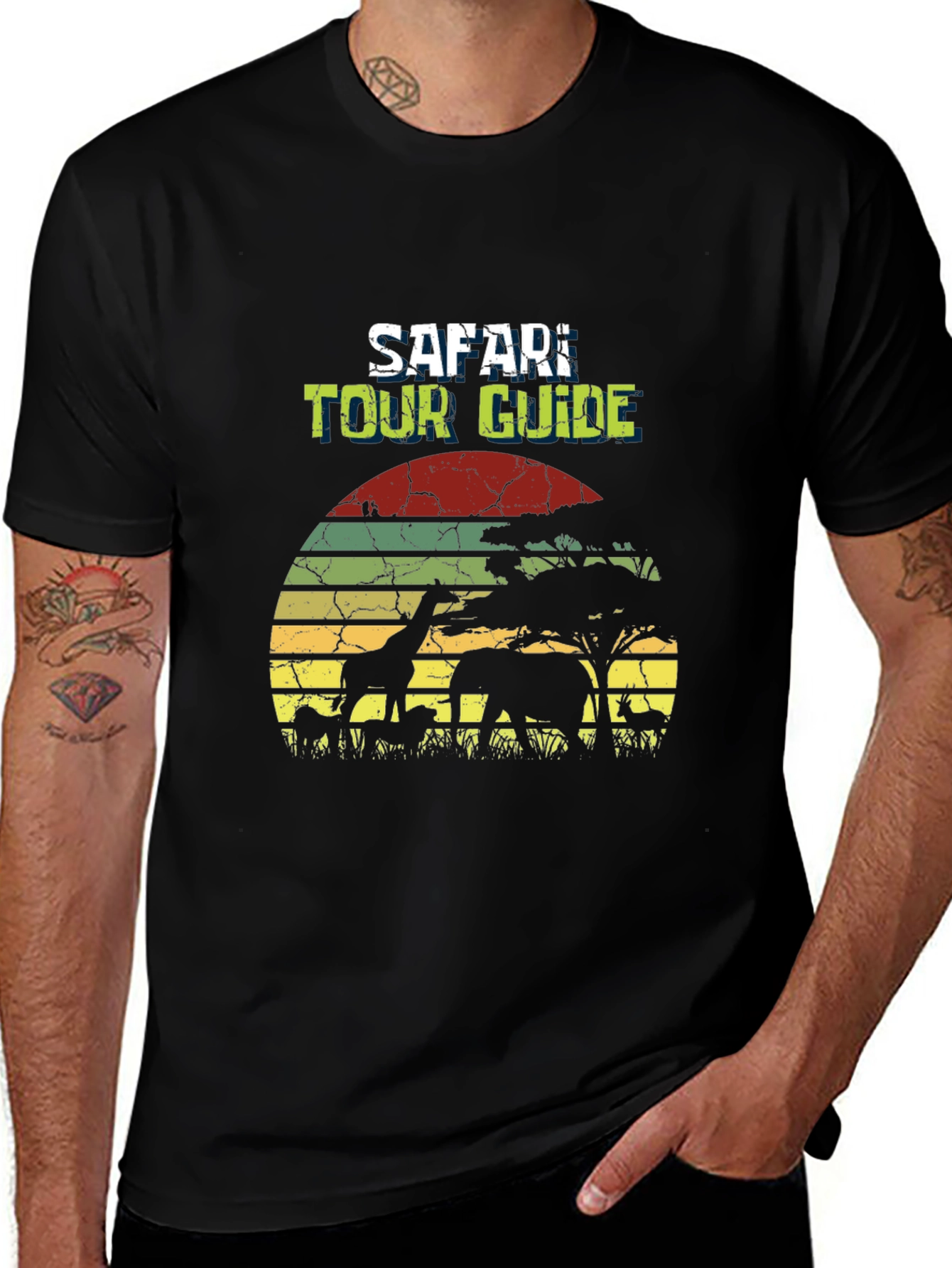 Variant 14 of Safari Tour Guide Black T-Shirt