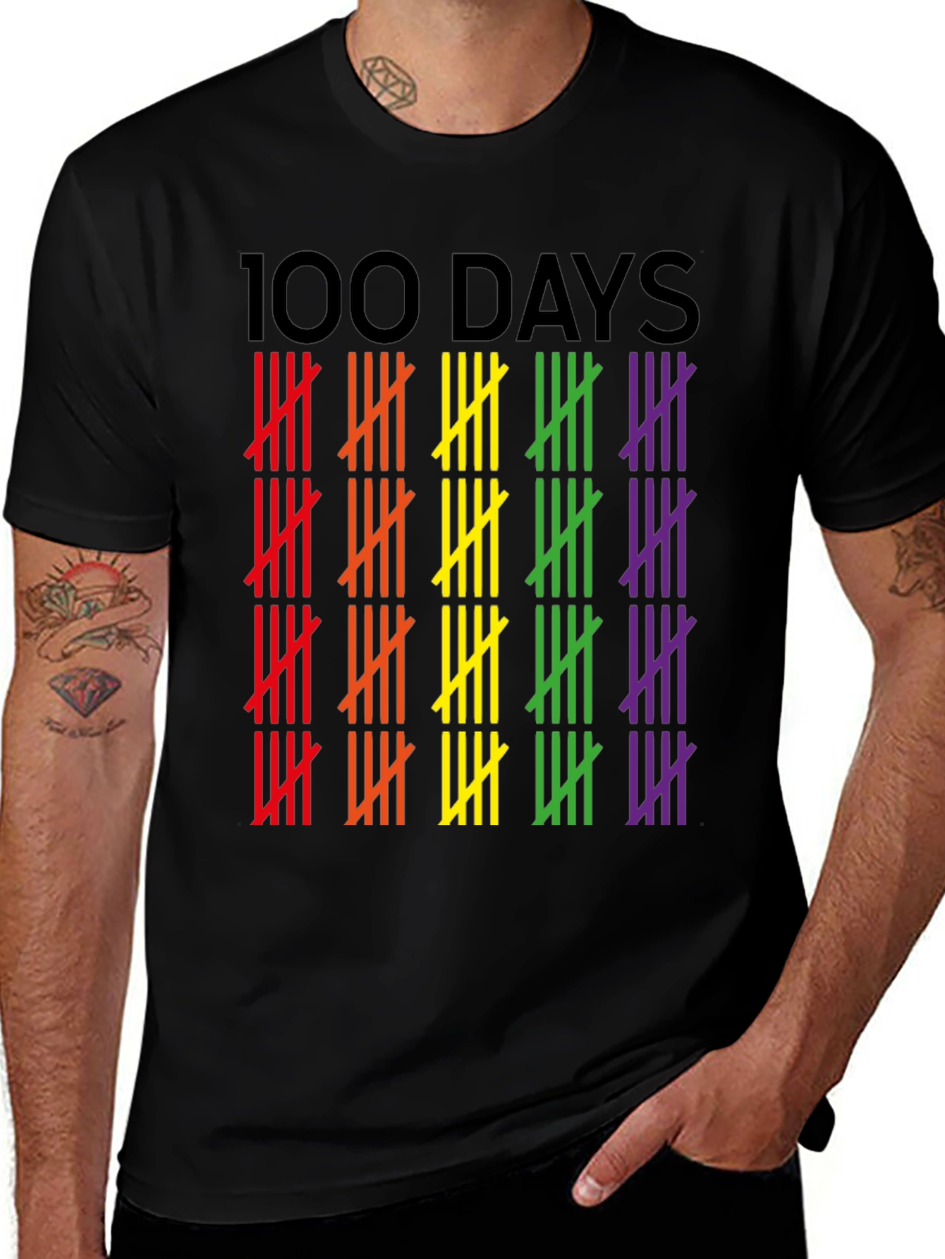 100 Days Pride Tally Marks Graphic Tee
