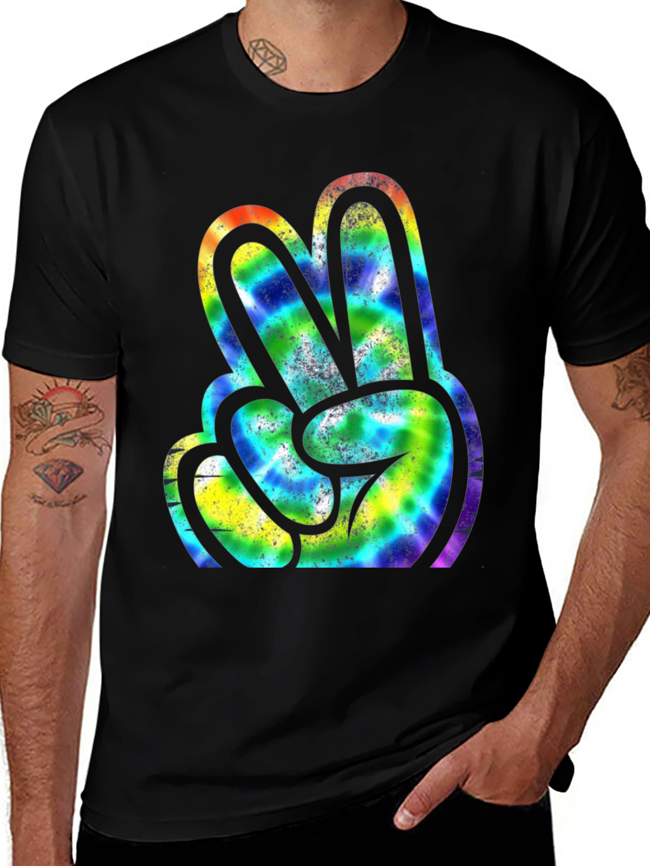 Variant 2 of Peace Sign Tie Dye Graphic Tee - Retro Style