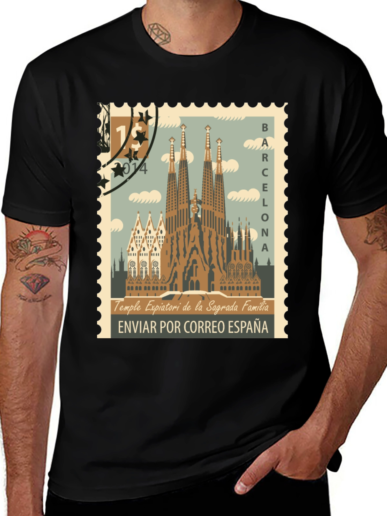 Barcelona Sagrada Familia Stamp T-Shirt