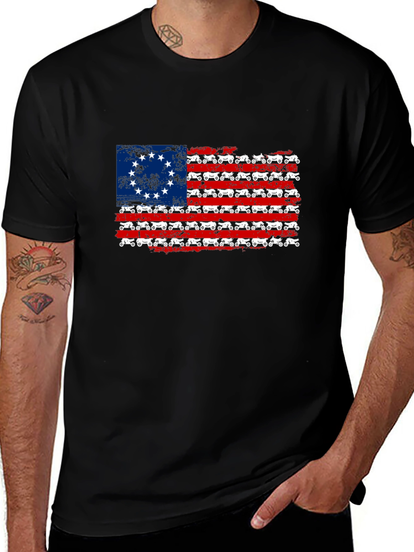 Variant 12 of Motorcycle American Flag T-Shirt