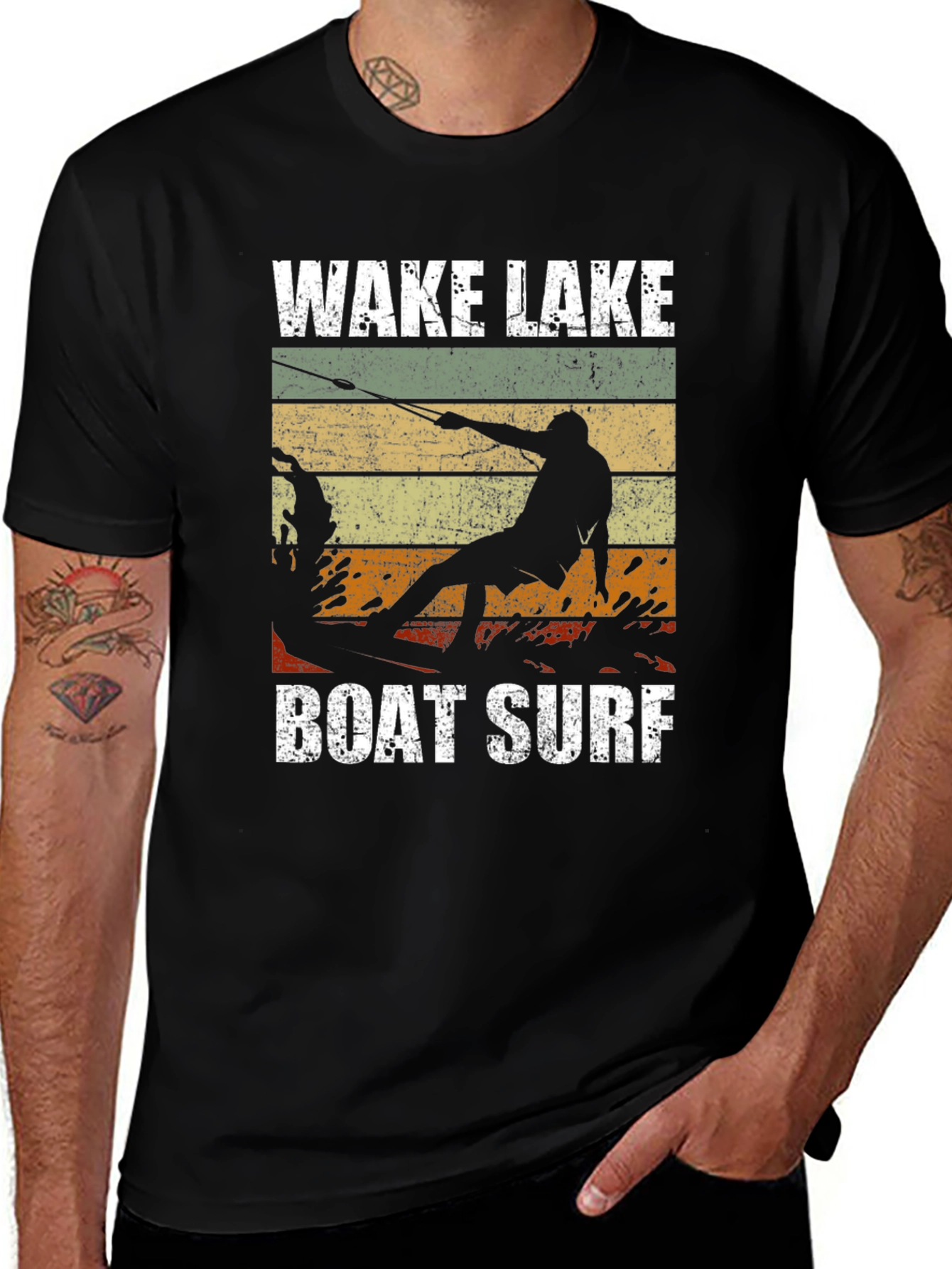 Variant 28 of Wake Lake Boat Surf T-Shirt, Graphic Tee
