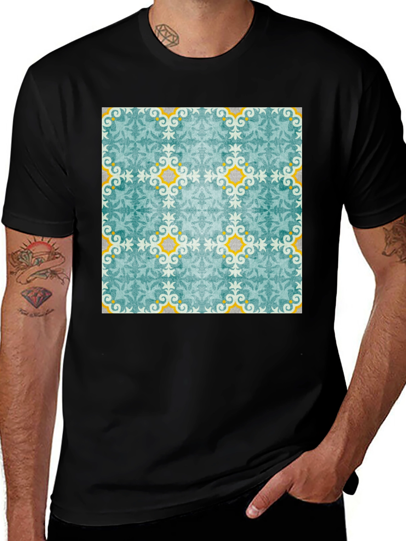 Variant 7 of Patterned Crew Neck T-Shirt